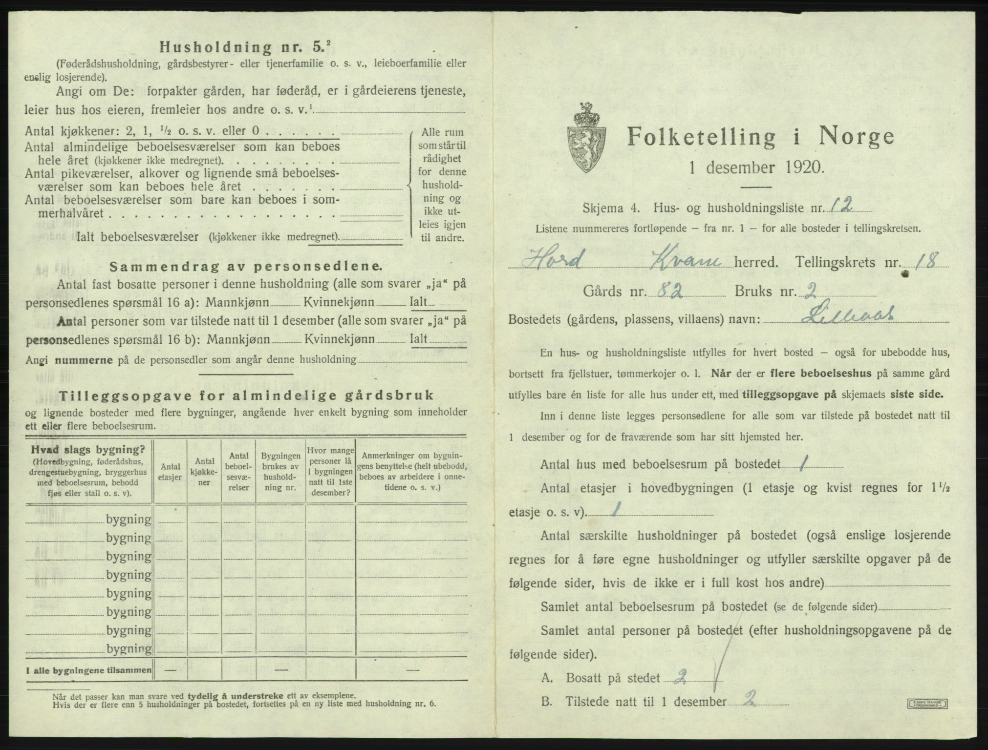 SAB, Folketelling 1920 for 1238 Kvam herred, 1920, s. 1427