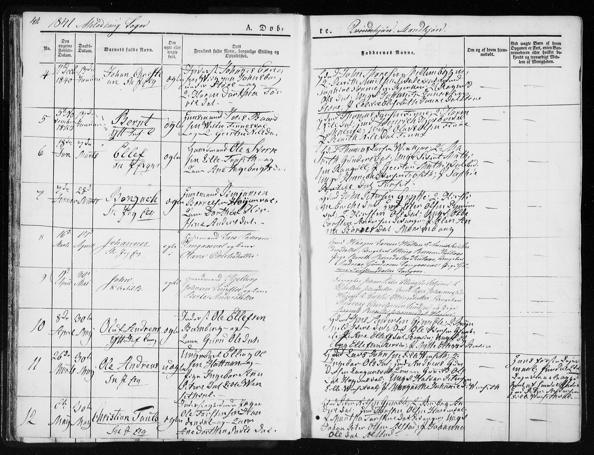 Ministerialprotokoller, klokkerbøker og fødselsregistre - Nord-Trøndelag, AV/SAT-A-1458/717/L0154: Ministerialbok nr. 717A06 /1, 1836-1849, s. 42