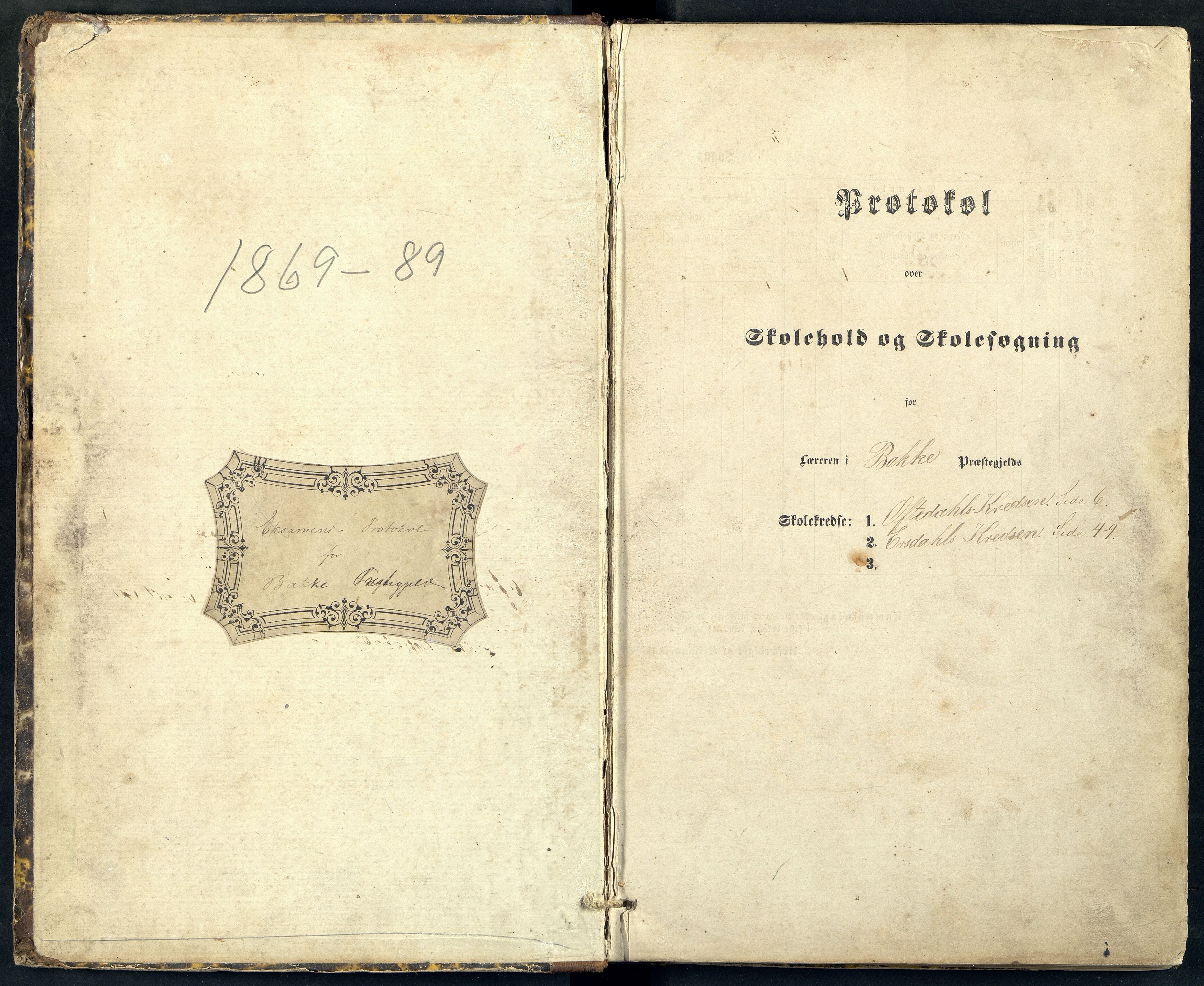 Bakke og Gyland kommune - Oftedal Skole, ARKSOR/1004BG550/H/L0001: Skoleprotokoll, 1869-1890