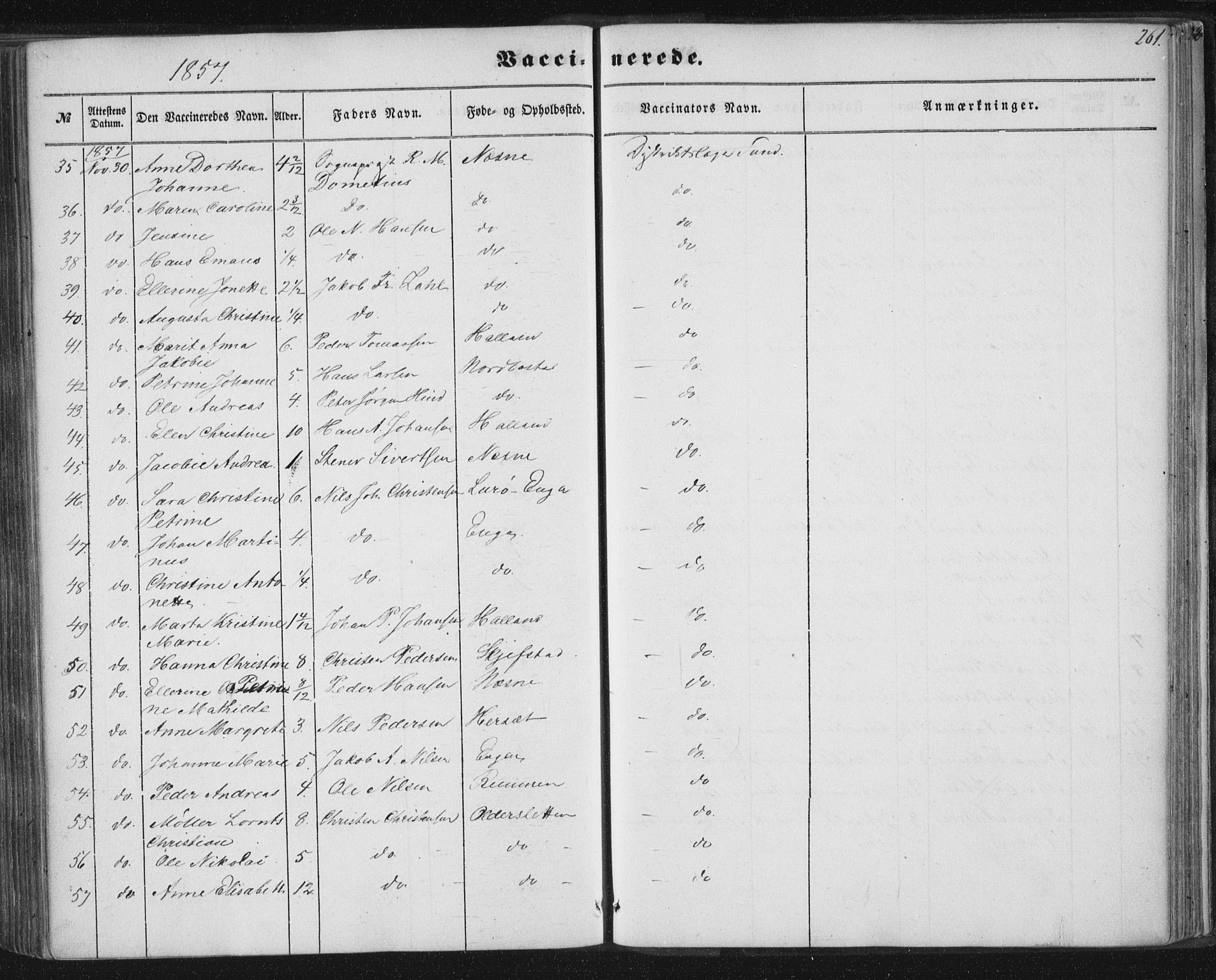 Ministerialprotokoller, klokkerbøker og fødselsregistre - Nordland, AV/SAT-A-1459/838/L0550: Ministerialbok nr. 838A08, 1855-1865, s. 261