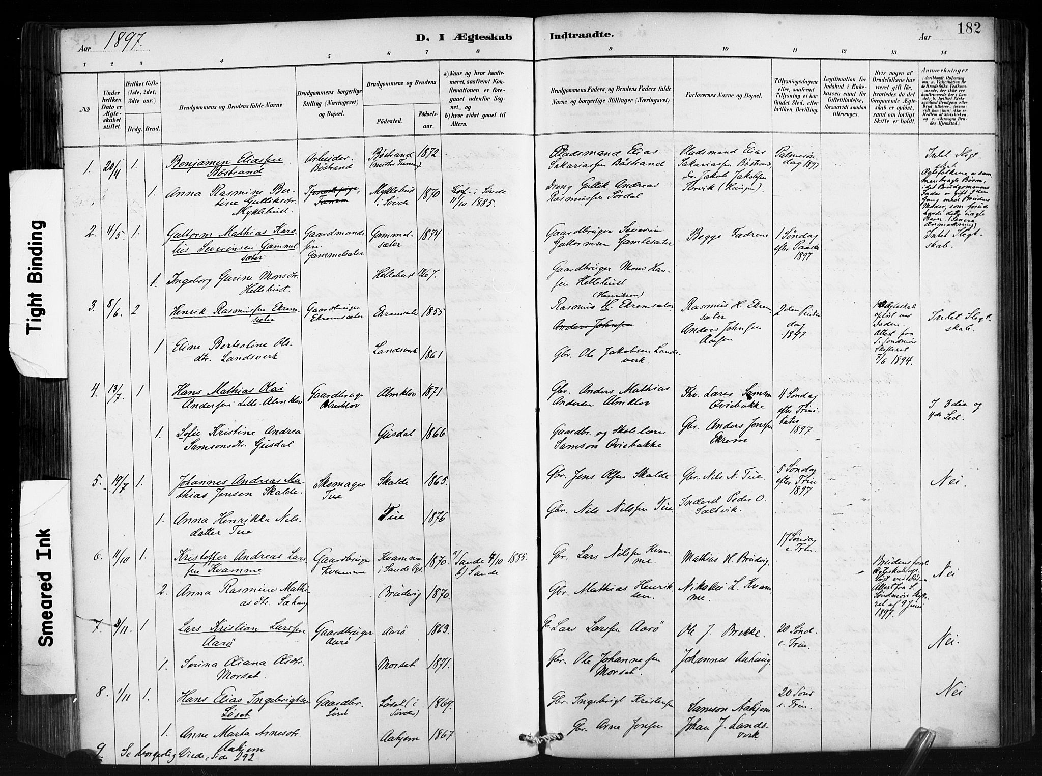 Ministerialprotokoller, klokkerbøker og fødselsregistre - Møre og Romsdal, SAT/A-1454/501/L0008: Ministerialbok nr. 501A08, 1885-1901, s. 182