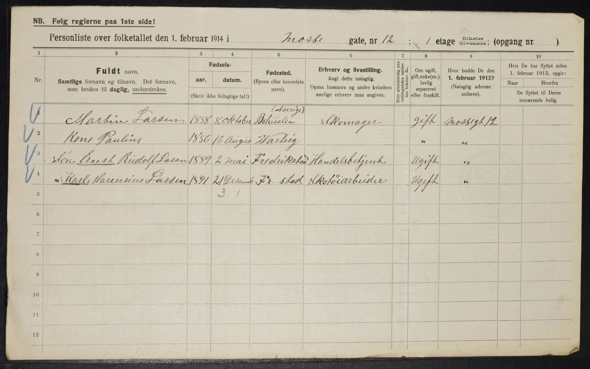 OBA, Kommunal folketelling 1.2.1914 for Kristiania, 1914, s. 65869