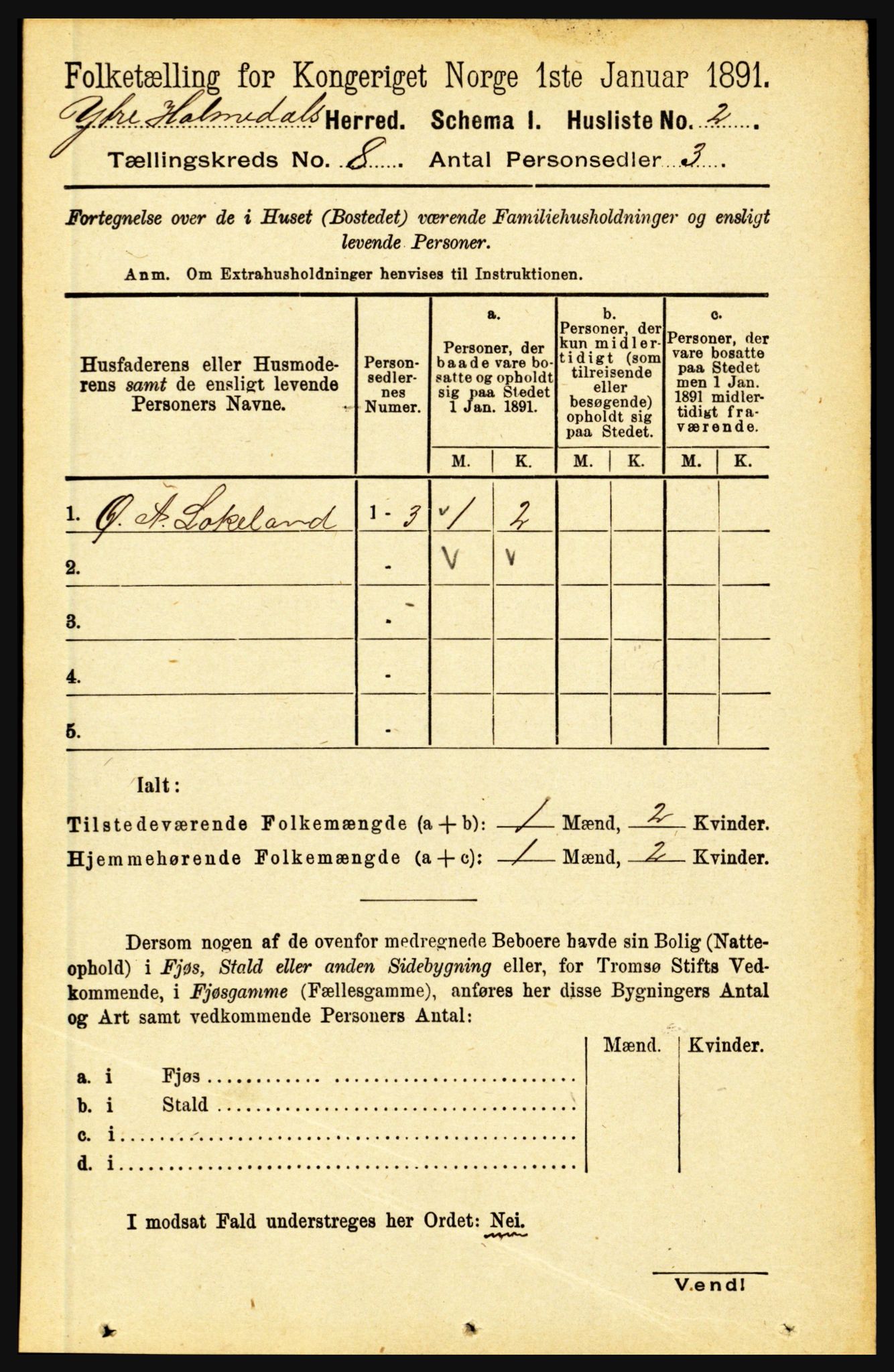 RA, Folketelling 1891 for 1429 Ytre Holmedal herred, 1891, s. 1721