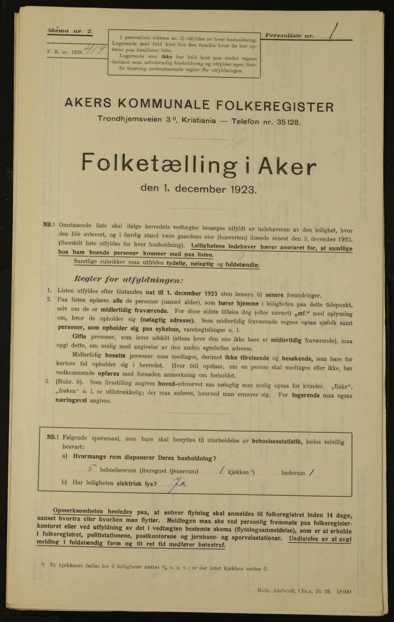 , Kommunal folketelling 1.12.1923 for Aker, 1923, s. 2604