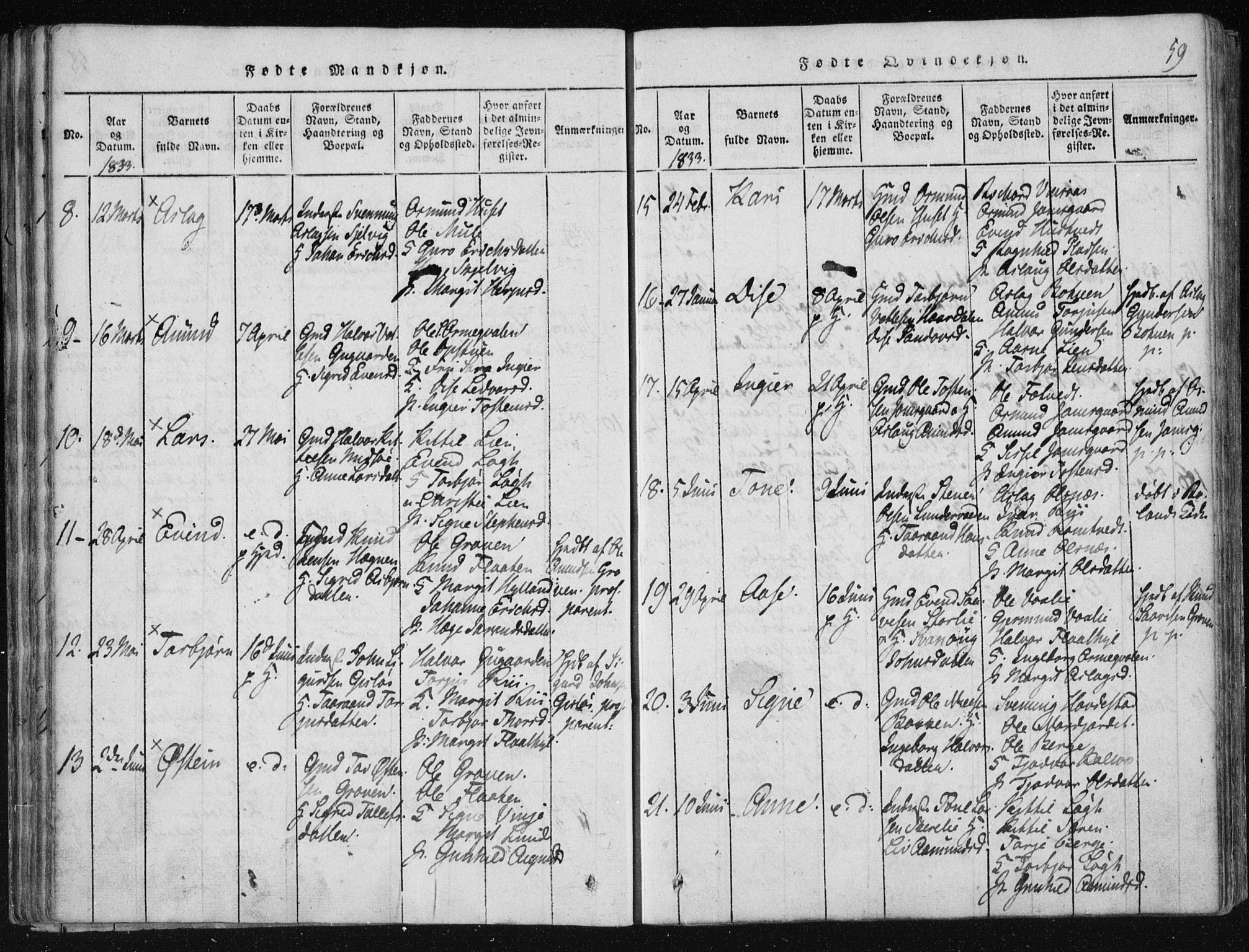 Vinje kirkebøker, AV/SAKO-A-312/F/Fa/L0003: Ministerialbok nr. I 3, 1814-1843, s. 59