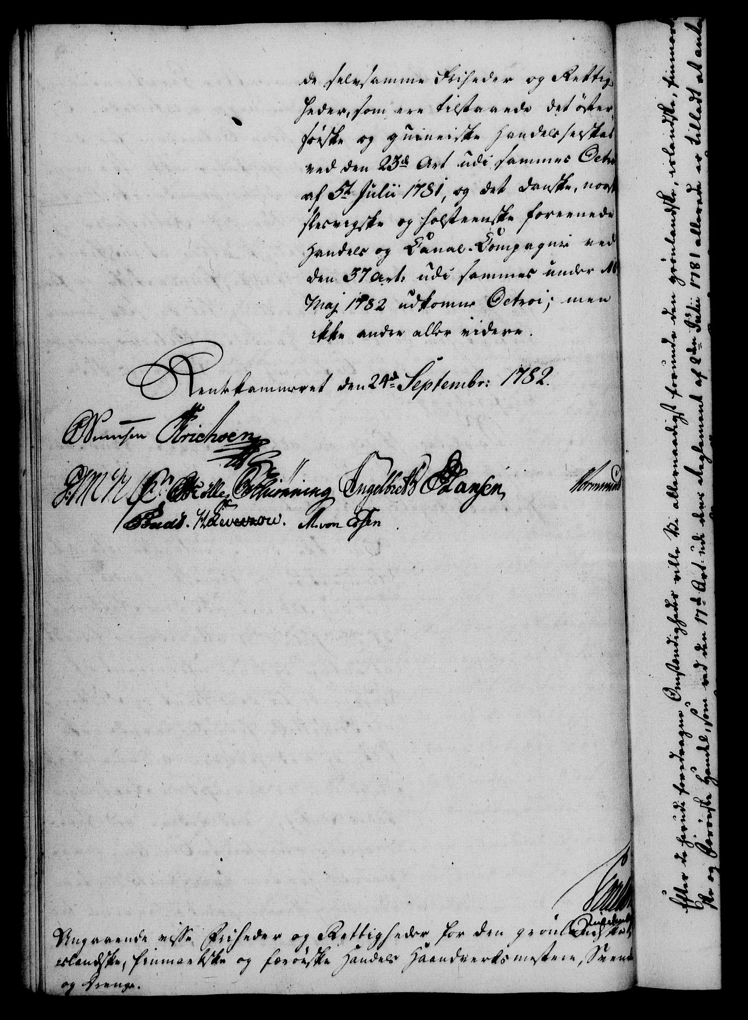 Rentekammeret, Kammerkanselliet, RA/EA-3111/G/Gf/Gfa/L0064: Norsk relasjons- og resolusjonsprotokoll (merket RK 52.64), 1782, s. 555