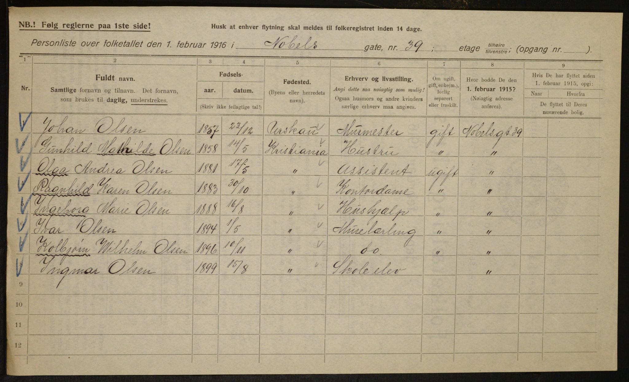 OBA, Kommunal folketelling 1.2.1916 for Kristiania, 1916, s. 73148