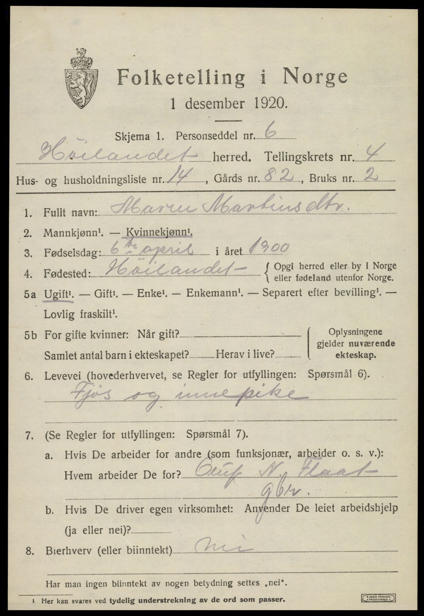 SAT, Folketelling 1920 for 1743 Høylandet herred, 1920, s. 2366
