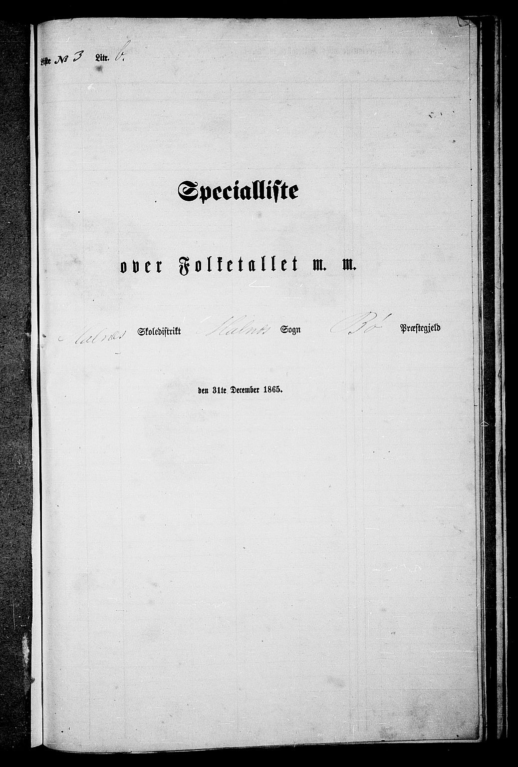 RA, Folketelling 1865 for 1867P Bø prestegjeld, 1865, s. 64