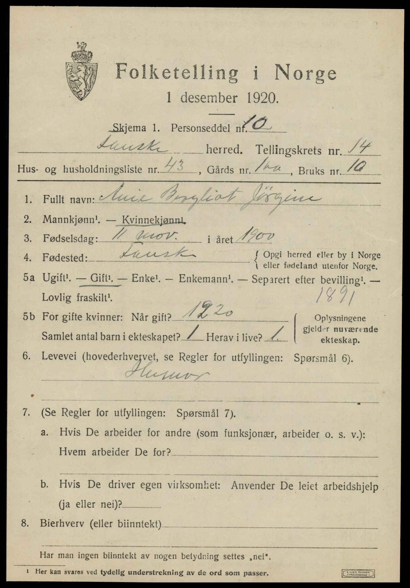 SAT, Folketelling 1920 for 1841 Fauske herred, 1920, s. 9334