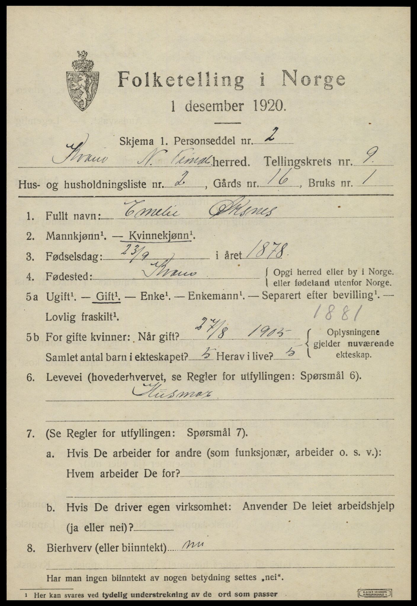 SAT, Folketelling 1920 for 1735 Kvam herred, 1920, s. 2343