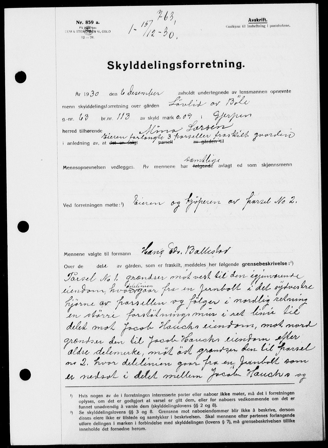Gjerpen sorenskriveri, SAKO/A-216/G/Ga/Gaa/L0054: Pantebok nr. I 54-56, 1930-1931, s. 763, Tingl.dato: 15.12.1930