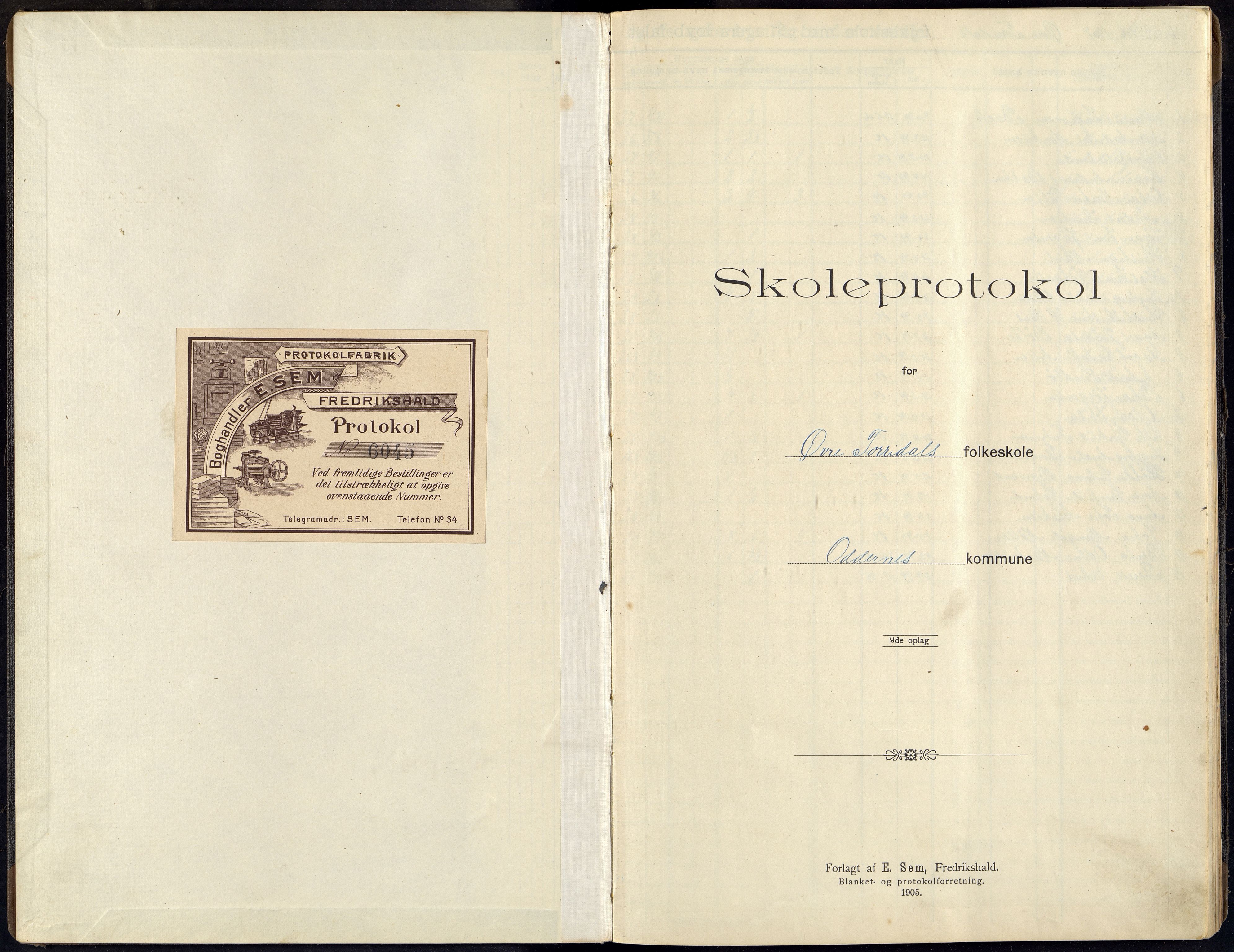 Oddernes kommune - Øvre Torridal skolekrets, ARKSOR/1001OD559/H/Ha/L0002: Skoleprotokoll, 1906-1919