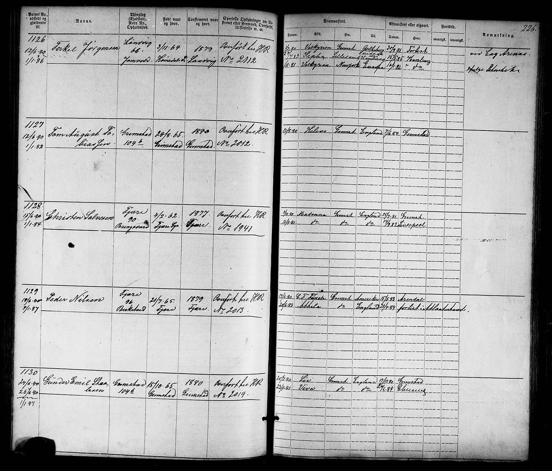 Grimstad mønstringskrets, AV/SAK-2031-0013/F/Fa/L0005: Annotasjonsrulle nr 1-1910 med register, V-18, 1870-1892, s. 258