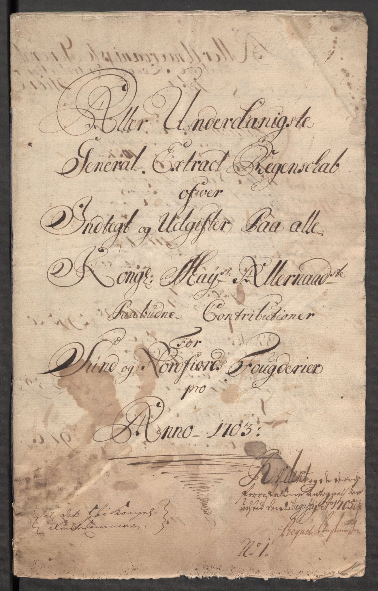 Rentekammeret inntil 1814, Reviderte regnskaper, Fogderegnskap, RA/EA-4092/R53/L3427: Fogderegnskap Sunn- og Nordfjord, 1703, s. 4