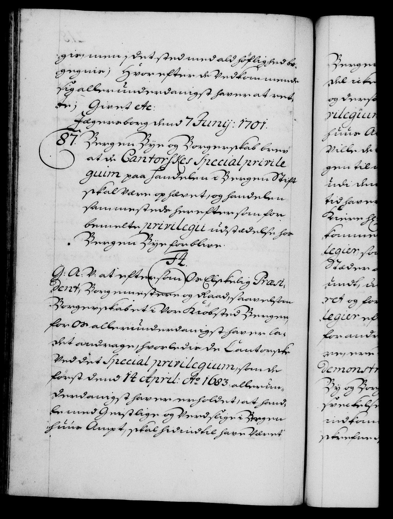 Danske Kanselli 1572-1799, RA/EA-3023/F/Fc/Fca/Fcaa/L0018: Norske registre, 1699-1703, s. 218b