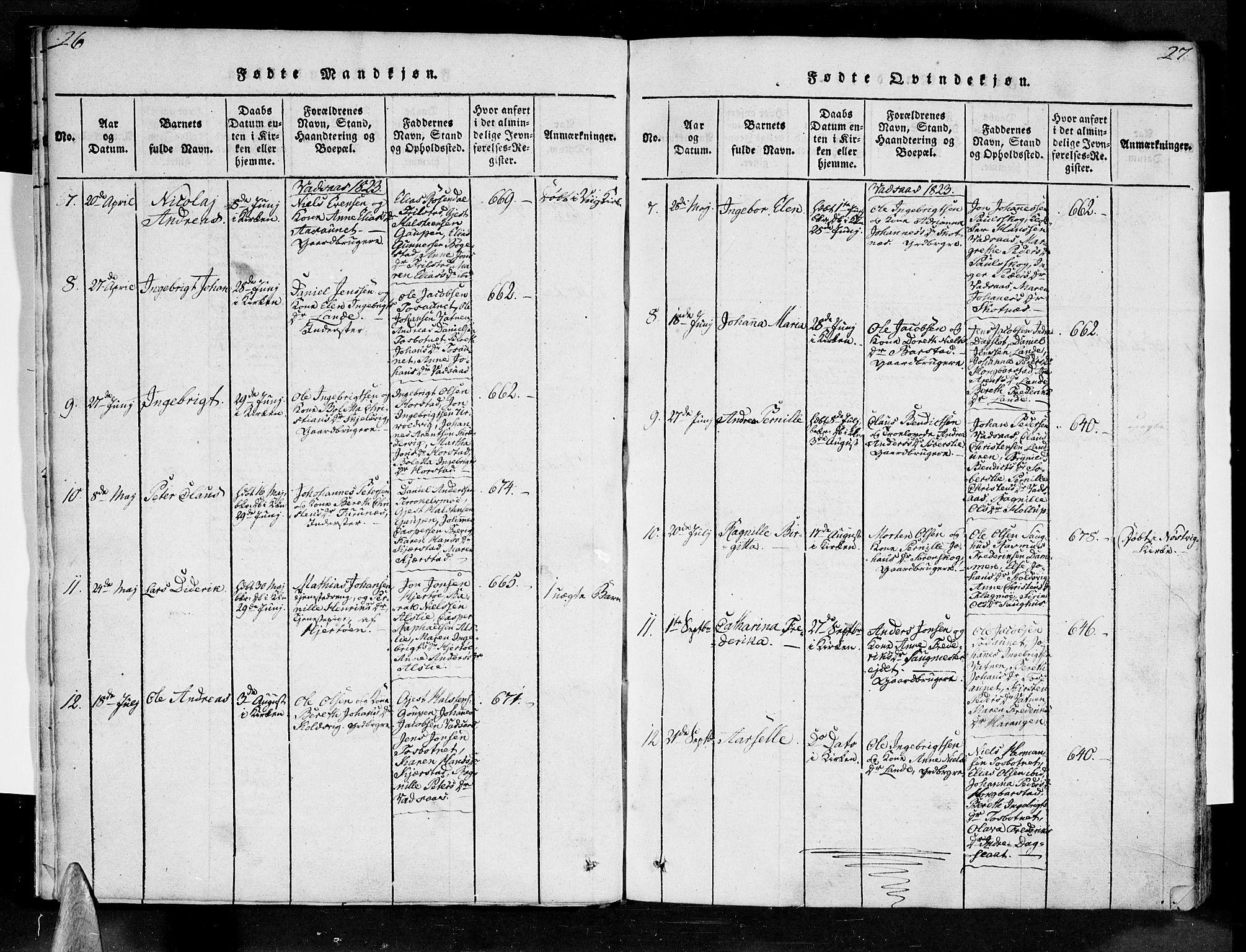 Ministerialprotokoller, klokkerbøker og fødselsregistre - Nordland, AV/SAT-A-1459/810/L0142: Ministerialbok nr. 810A06 /1, 1819-1841, s. 26-27