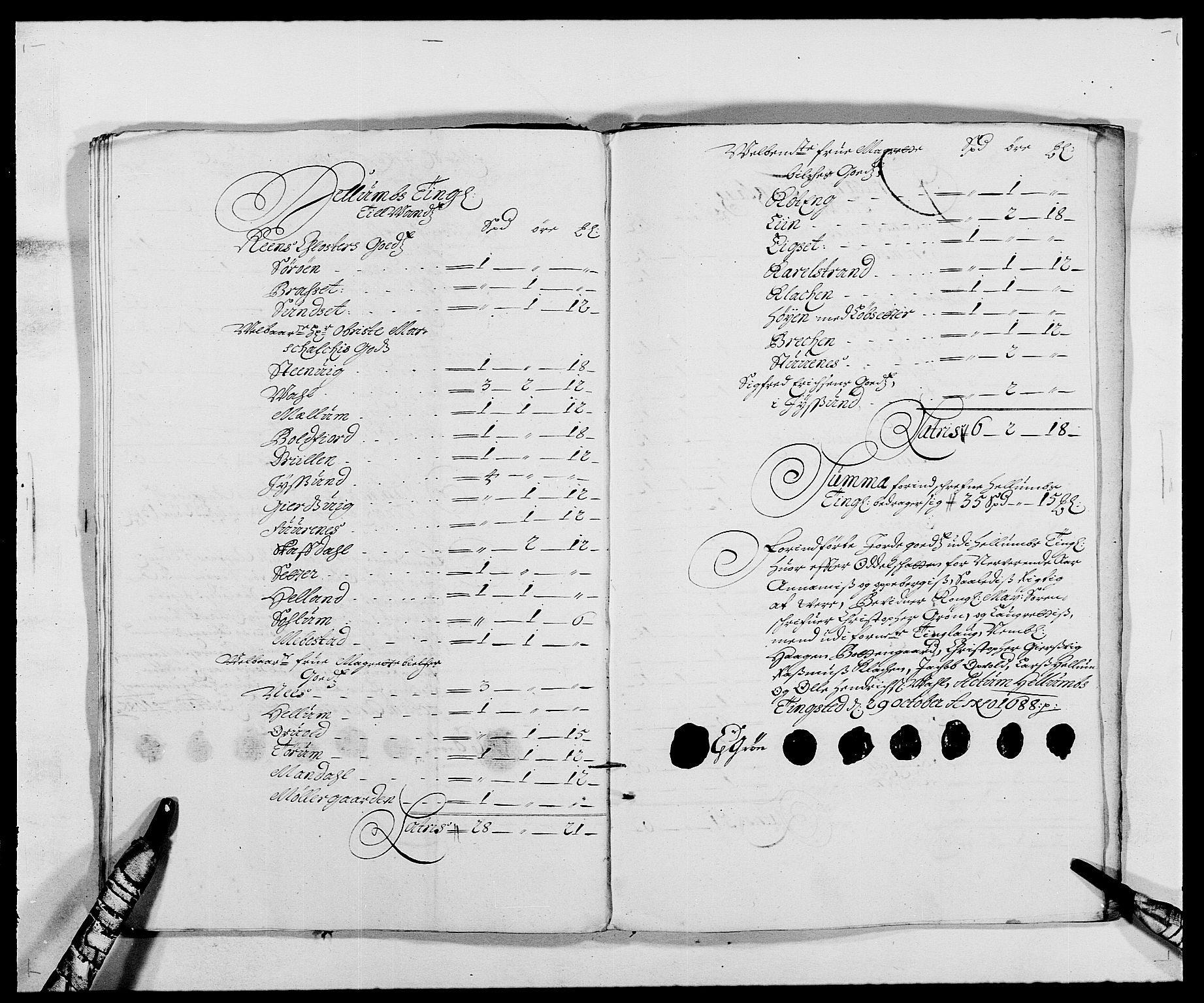 Rentekammeret inntil 1814, Reviderte regnskaper, Fogderegnskap, AV/RA-EA-4092/R57/L3846: Fogderegnskap Fosen, 1688, s. 97