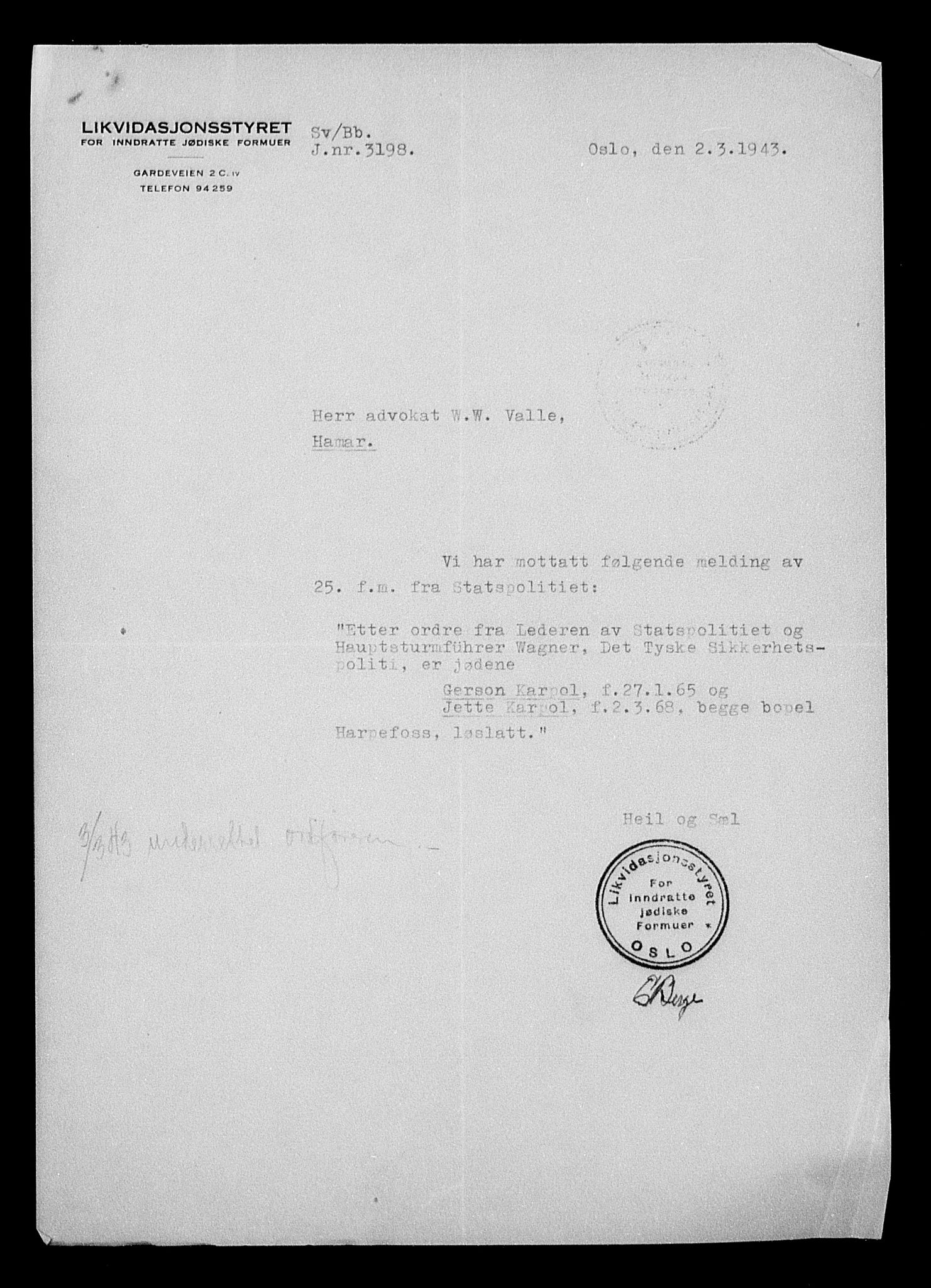 Justisdepartementet, Tilbakeføringskontoret for inndratte formuer, AV/RA-S-1564/H/Hc/Hcc/L0949: --, 1945-1947, s. 801