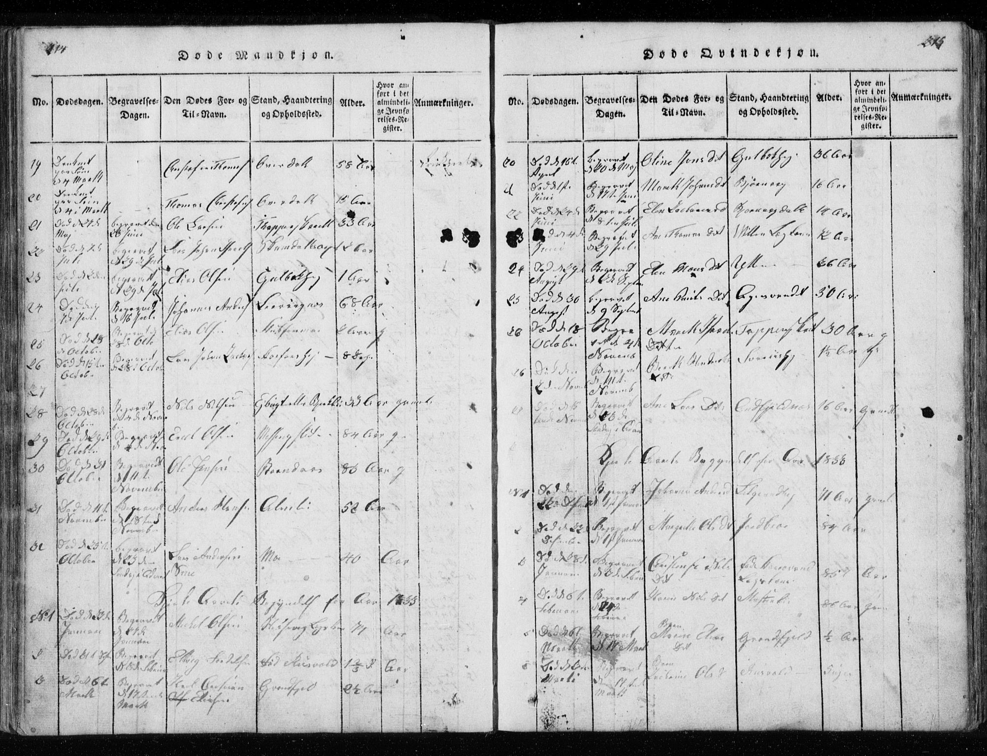 Ministerialprotokoller, klokkerbøker og fødselsregistre - Nordland, SAT/A-1459/827/L0412: Klokkerbok nr. 827C01, 1820-1841, s. 214-215