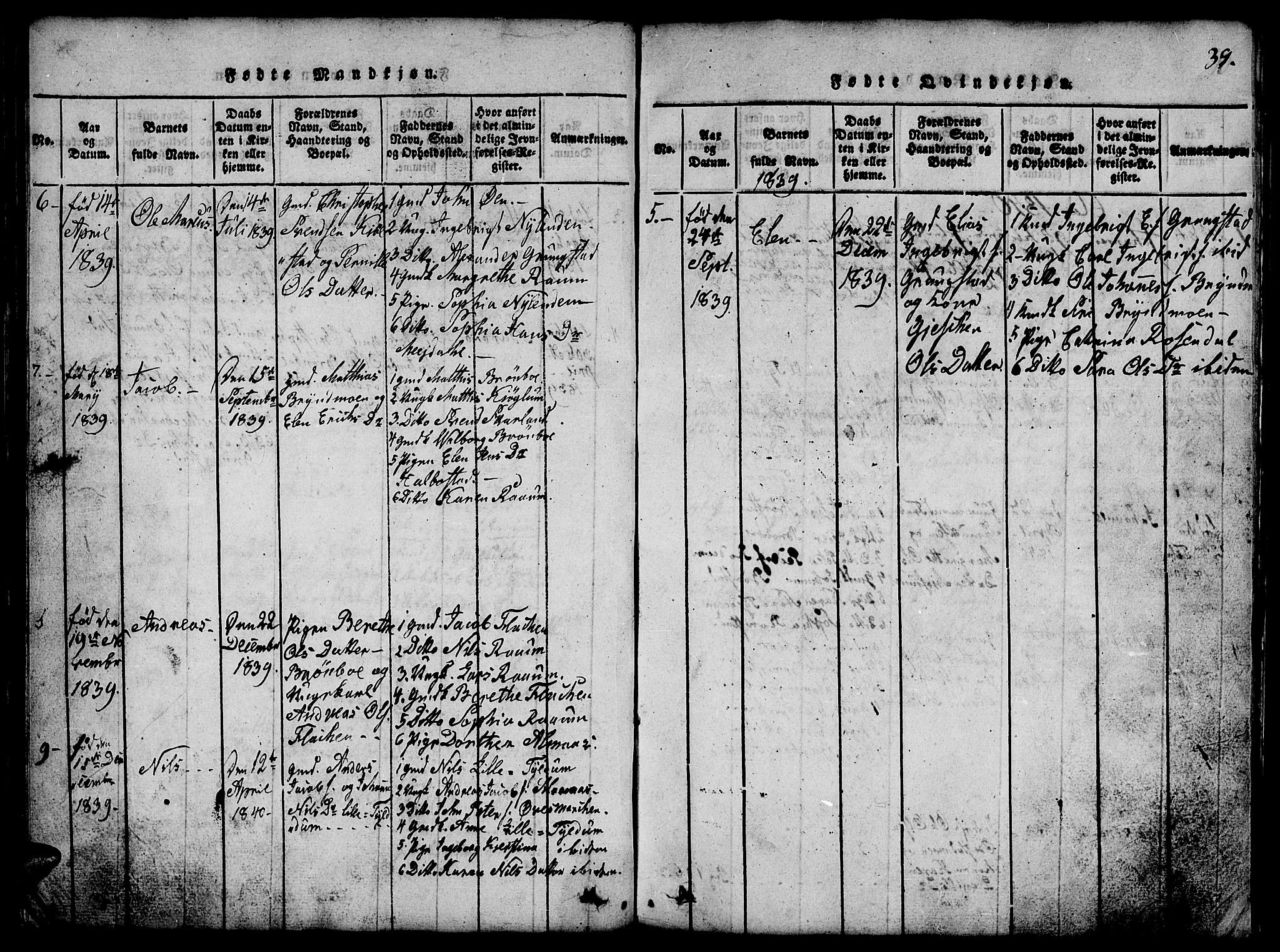 Ministerialprotokoller, klokkerbøker og fødselsregistre - Nord-Trøndelag, AV/SAT-A-1458/765/L0562: Klokkerbok nr. 765C01, 1817-1851, s. 39