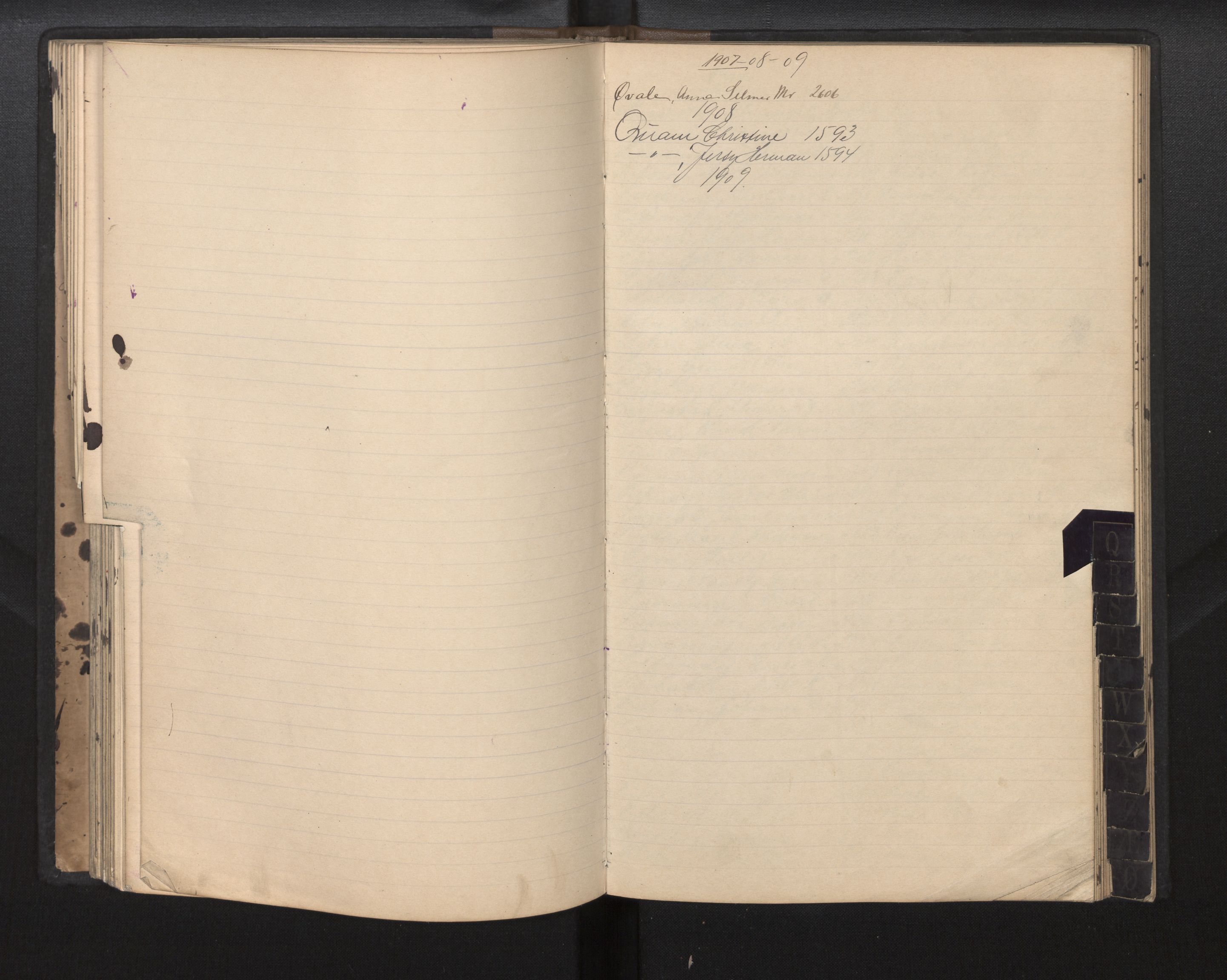 Bergen politikammer / politidistrikt, AV/SAB-A-60401/J.a/J.aa/L0001: Emigrantregister, 1907-1909