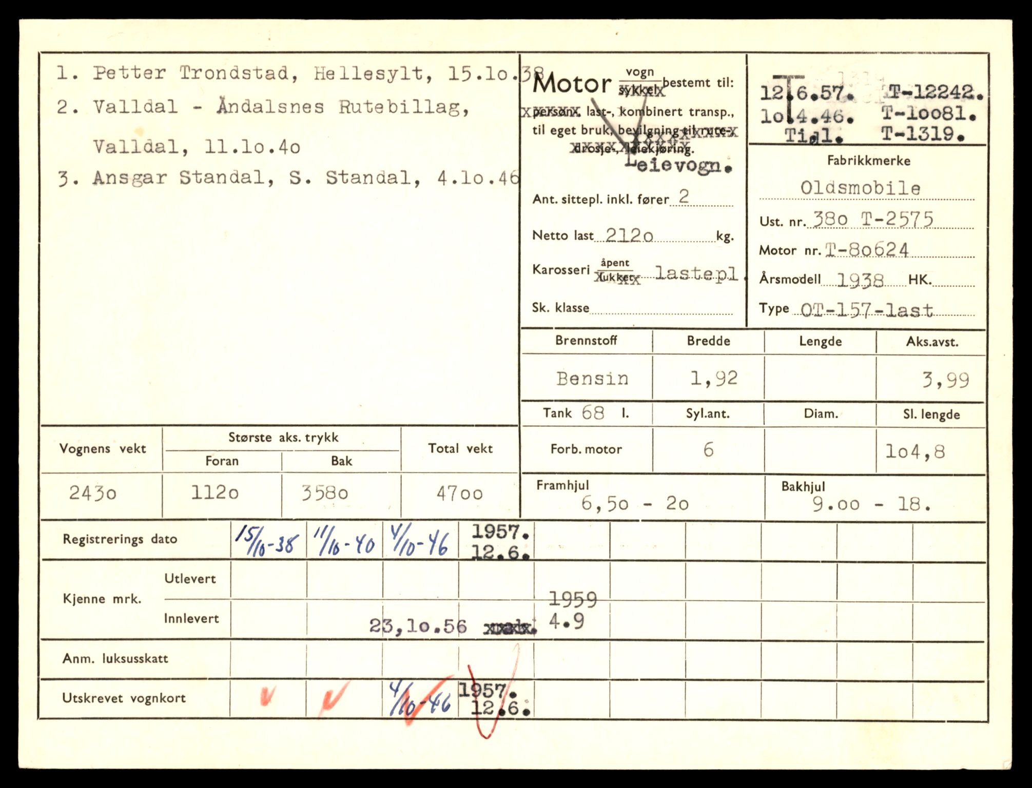 Møre og Romsdal vegkontor - Ålesund trafikkstasjon, SAT/A-4099/F/Fe/L0033: Registreringskort for kjøretøy T 12151 - T 12474, 1927-1998, s. 2281