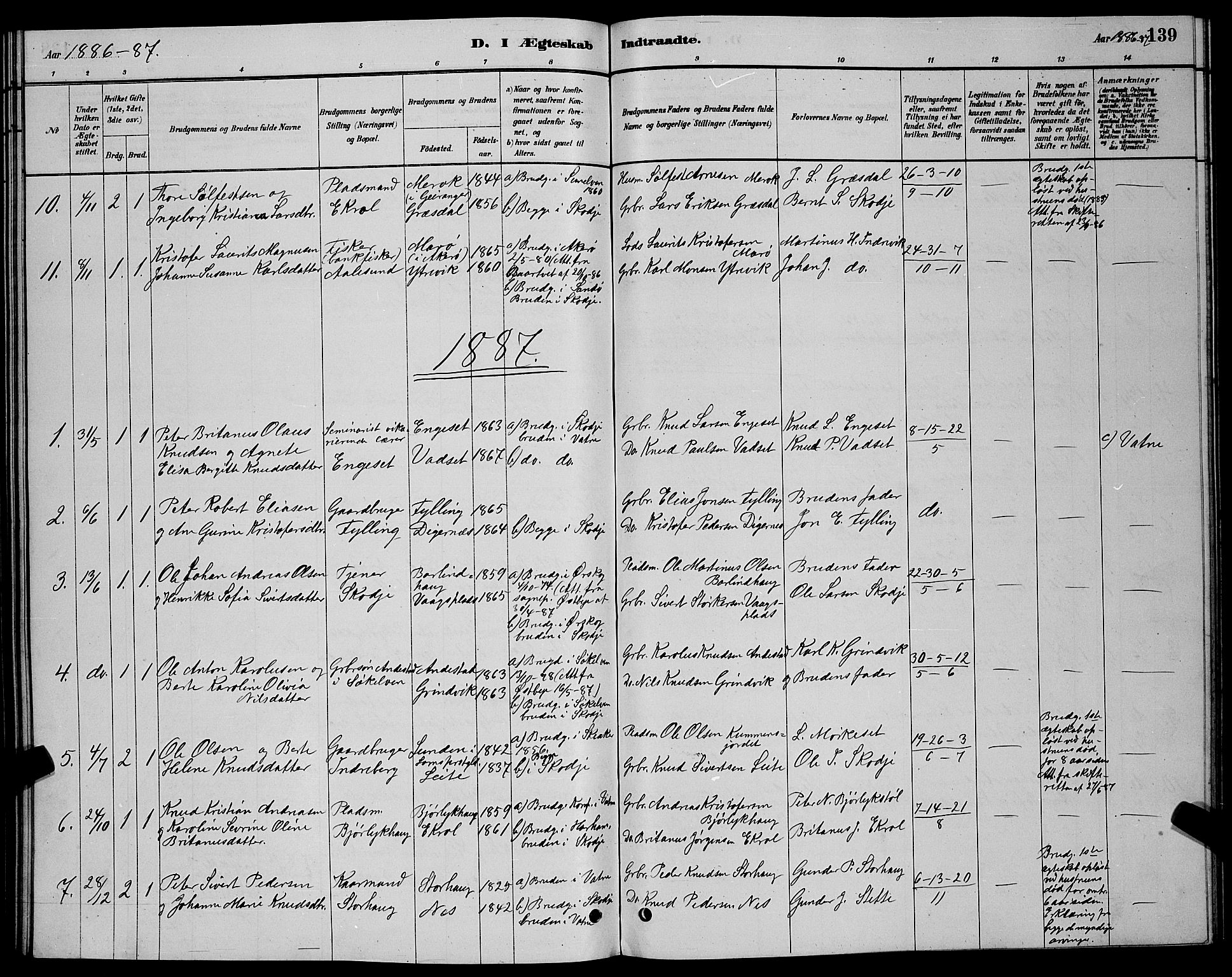 Ministerialprotokoller, klokkerbøker og fødselsregistre - Møre og Romsdal, SAT/A-1454/524/L0365: Klokkerbok nr. 524C06, 1880-1899, s. 139