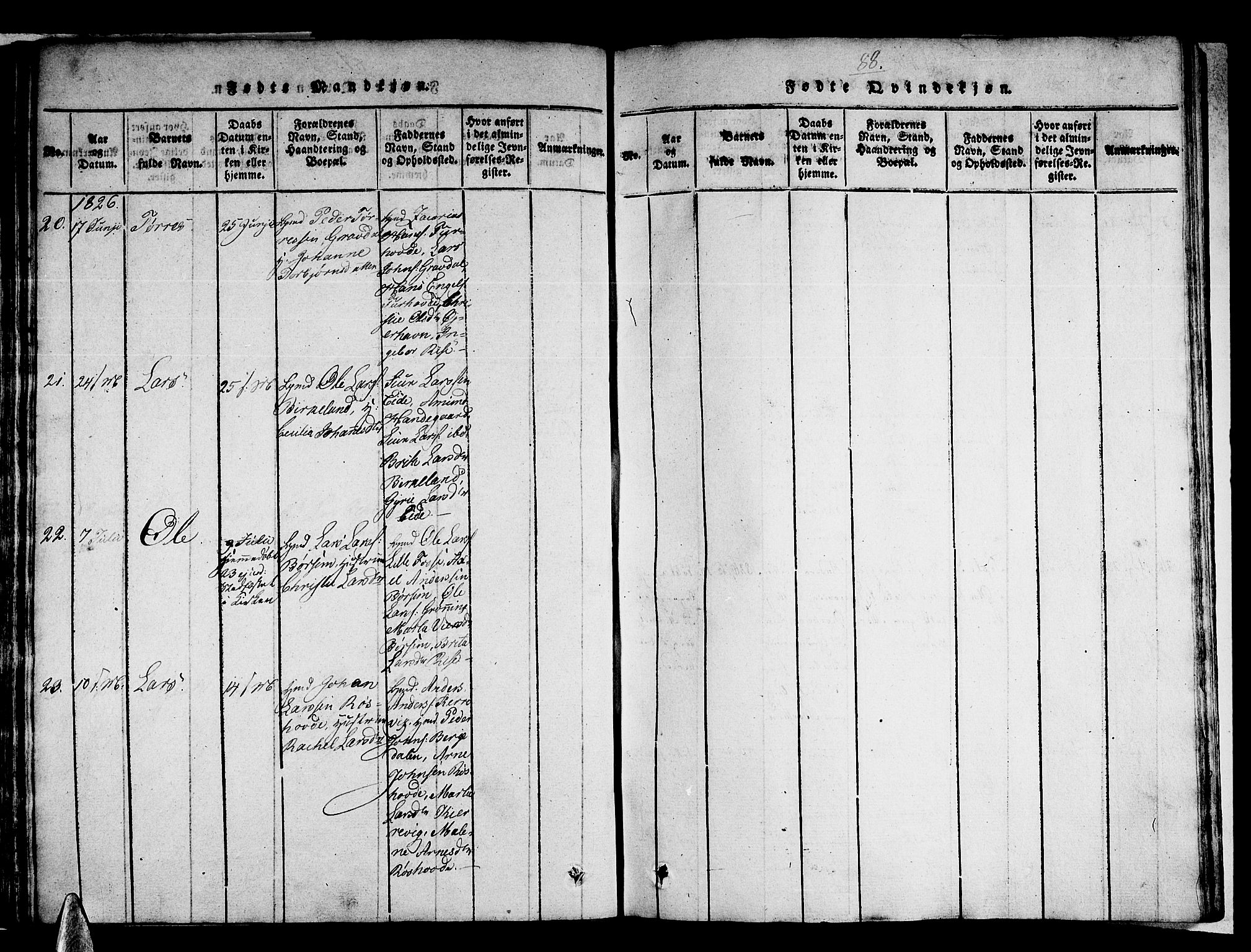 Strandebarm sokneprestembete, SAB/A-78401/H/Haa: Ministerialbok nr. A 5, 1816-1826, s. 88
