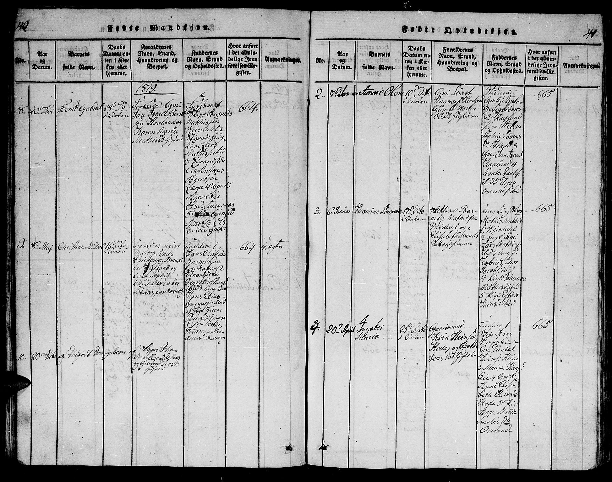 Flekkefjord sokneprestkontor, AV/SAK-1111-0012/F/Fb/Fbb/L0001: Klokkerbok nr. B 1, 1815-1830, s. 40-41