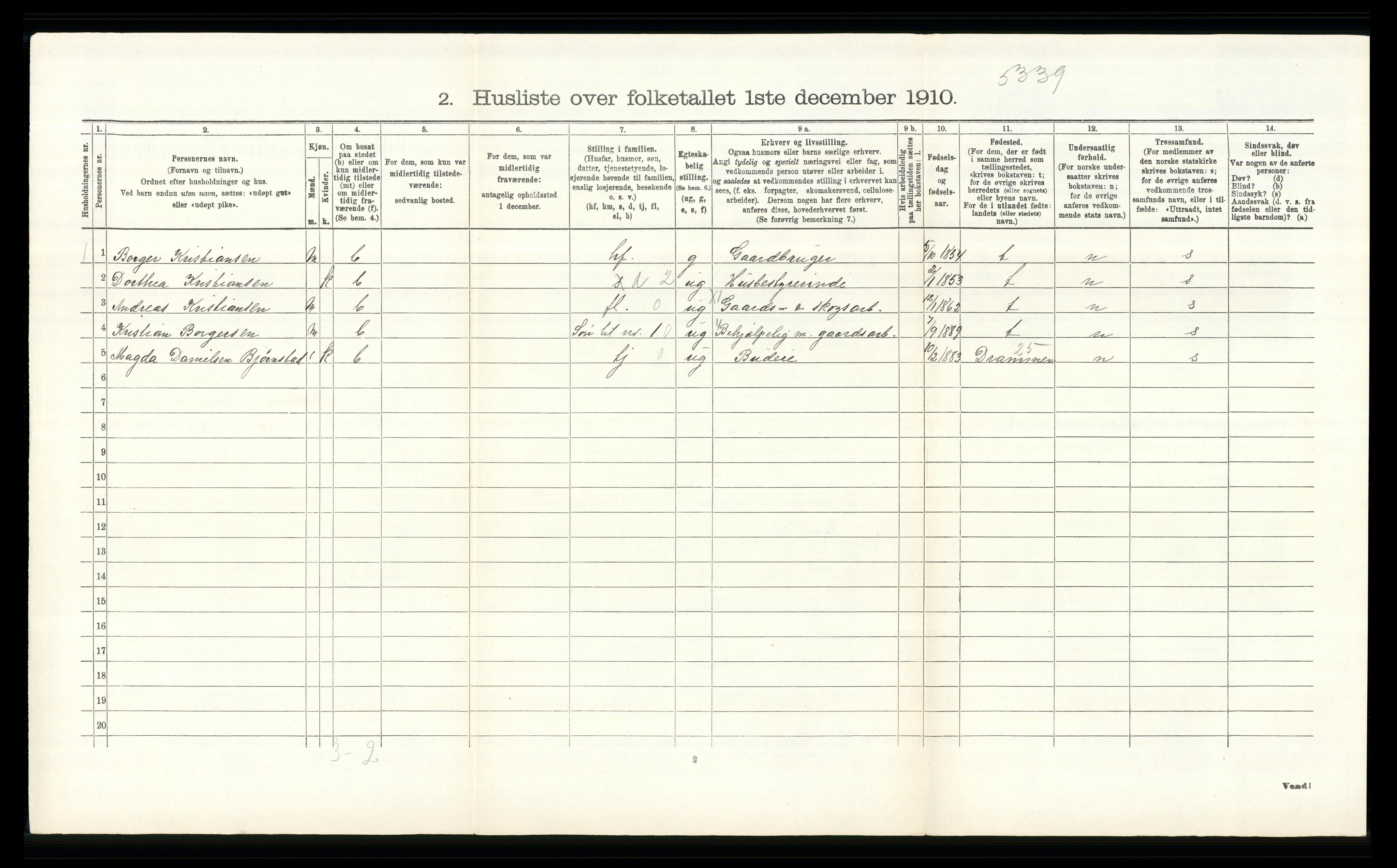 RA, Folketelling 1910 for 0623 Modum herred, 1910, s. 1877