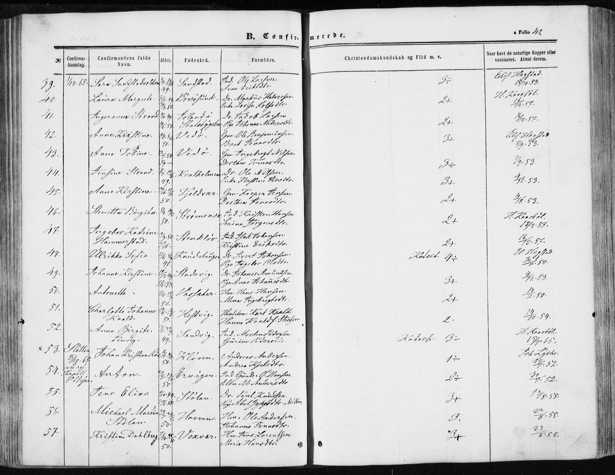 Ministerialprotokoller, klokkerbøker og fødselsregistre - Sør-Trøndelag, SAT/A-1456/634/L0531: Ministerialbok nr. 634A07, 1861-1870, s. 42