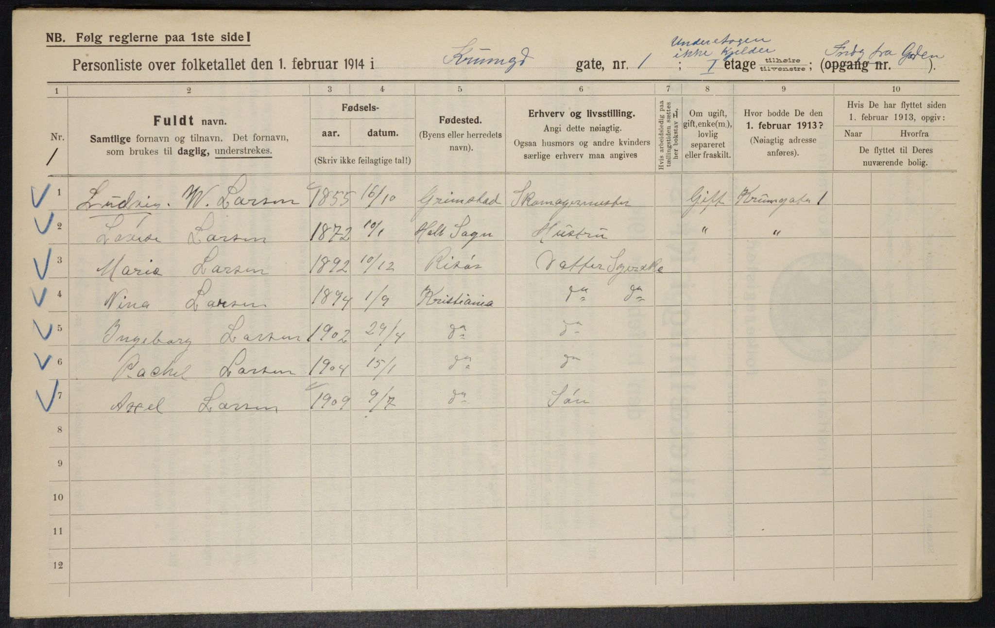 OBA, Kommunal folketelling 1.2.1914 for Kristiania, 1914, s. 54629