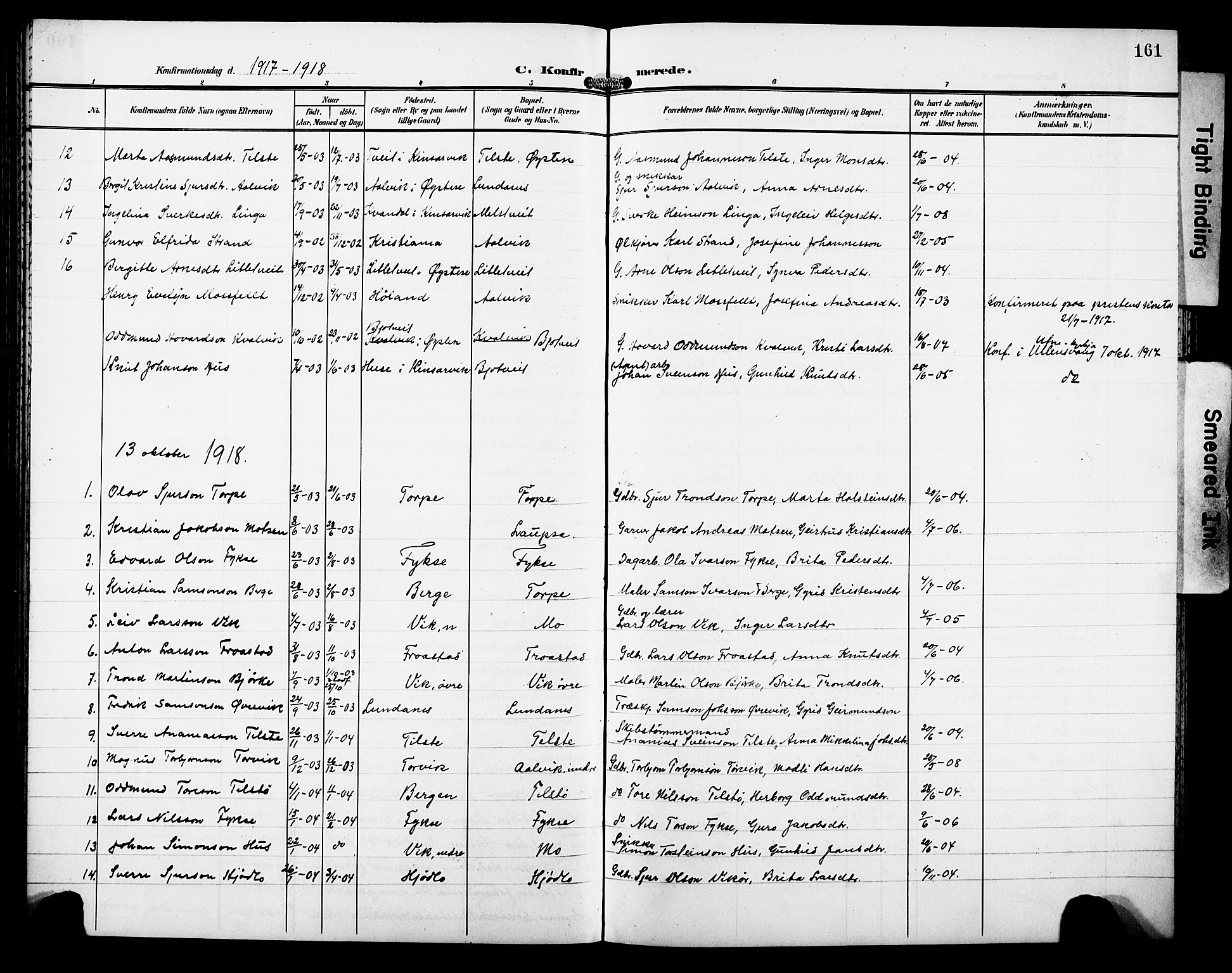 Kvam sokneprestembete, AV/SAB-A-76201/H/Hab: Klokkerbok nr. C 4, 1906-1931, s. 161