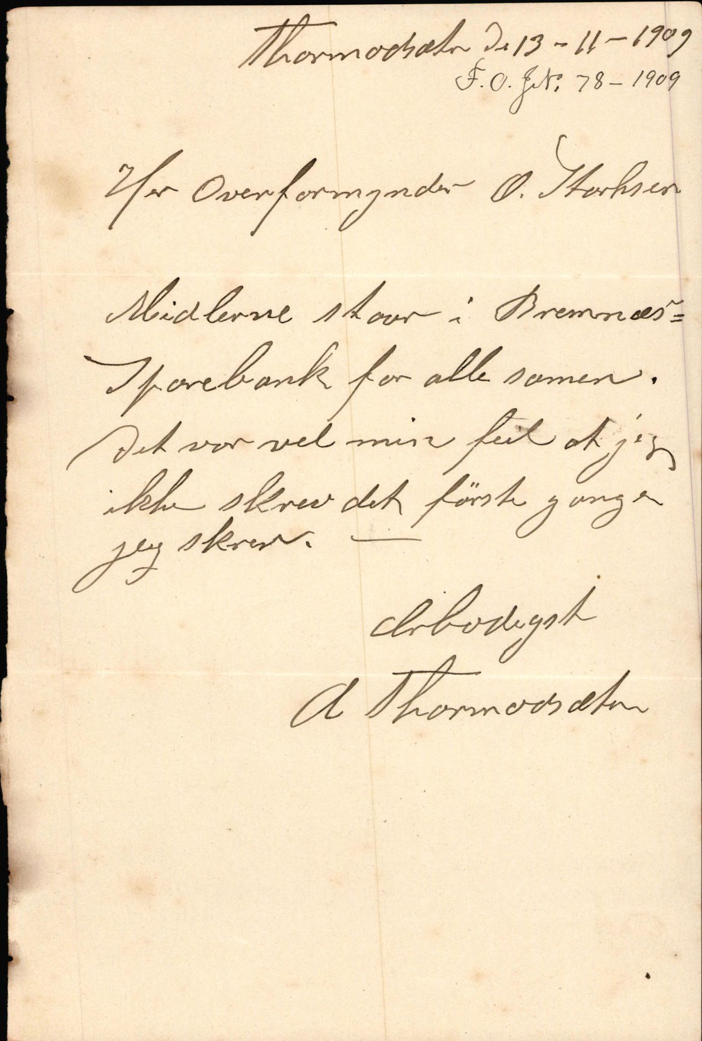 Finnaas kommune. Overformynderiet, IKAH/1218a-812/D/Da/Daa/L0002/0003: Kronologisk ordna korrespondanse / Kronologisk ordna korrespondanse, 1905-1909, s. 181