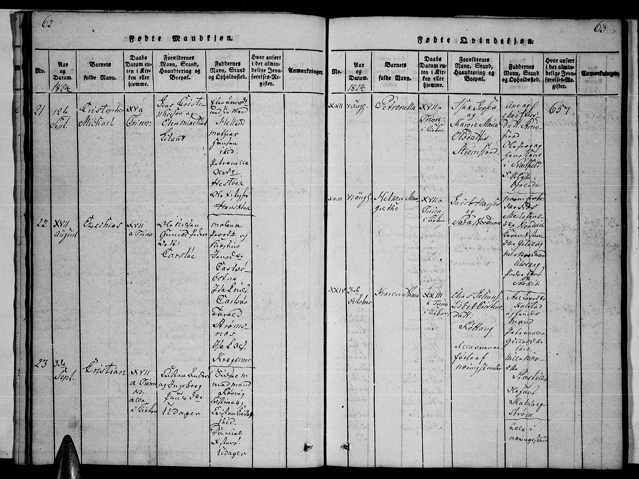 Ministerialprotokoller, klokkerbøker og fødselsregistre - Nordland, AV/SAT-A-1459/859/L0855: Klokkerbok nr. 859C01, 1821-1839, s. 62-63