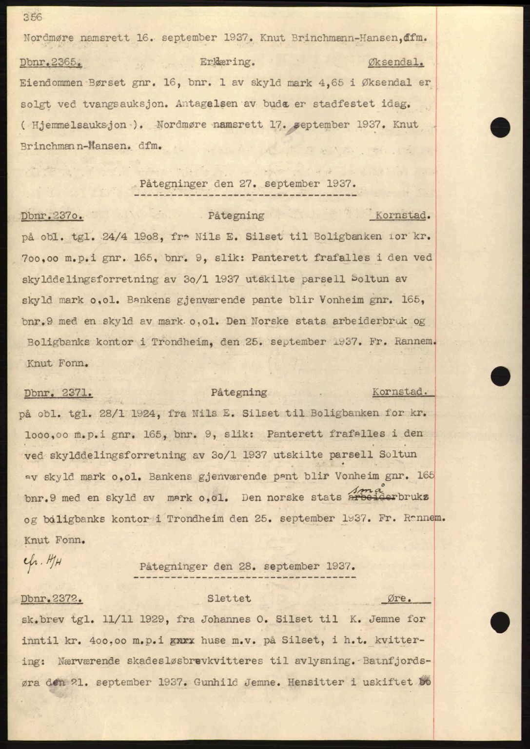 Nordmøre sorenskriveri, SAT/A-4132/1/2/2Ca: Pantebok nr. C80, 1936-1939, Dagboknr: 2365/1937