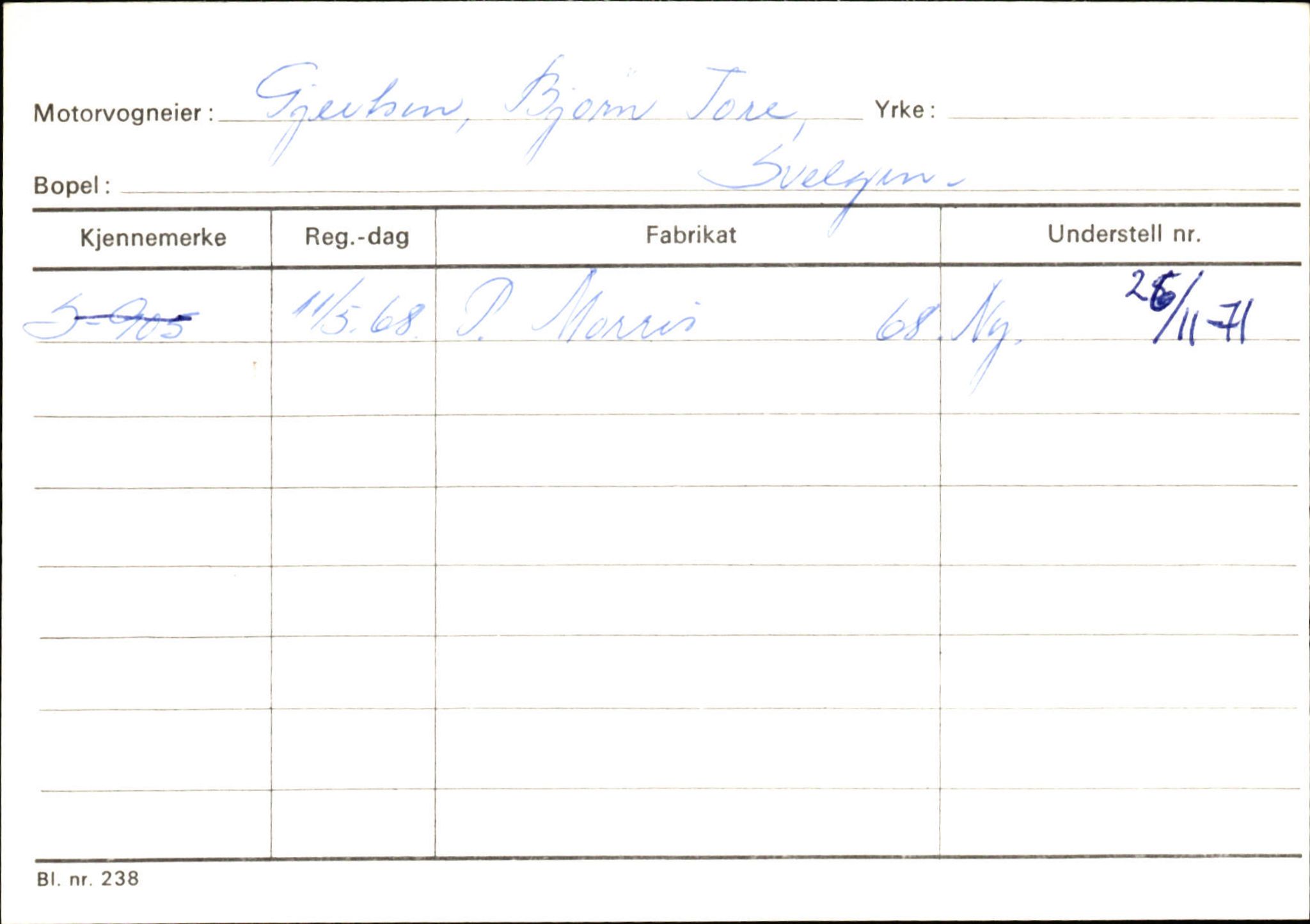 Statens vegvesen, Sogn og Fjordane vegkontor, AV/SAB-A-5301/4/F/L0133: Eigarregister Bremanger A-Å. Gaular A-H, 1945-1975, s. 537