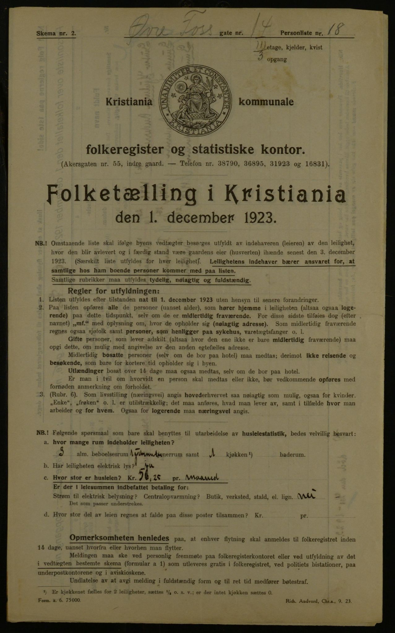 OBA, Kommunal folketelling 1.12.1923 for Kristiania, 1923, s. 143030