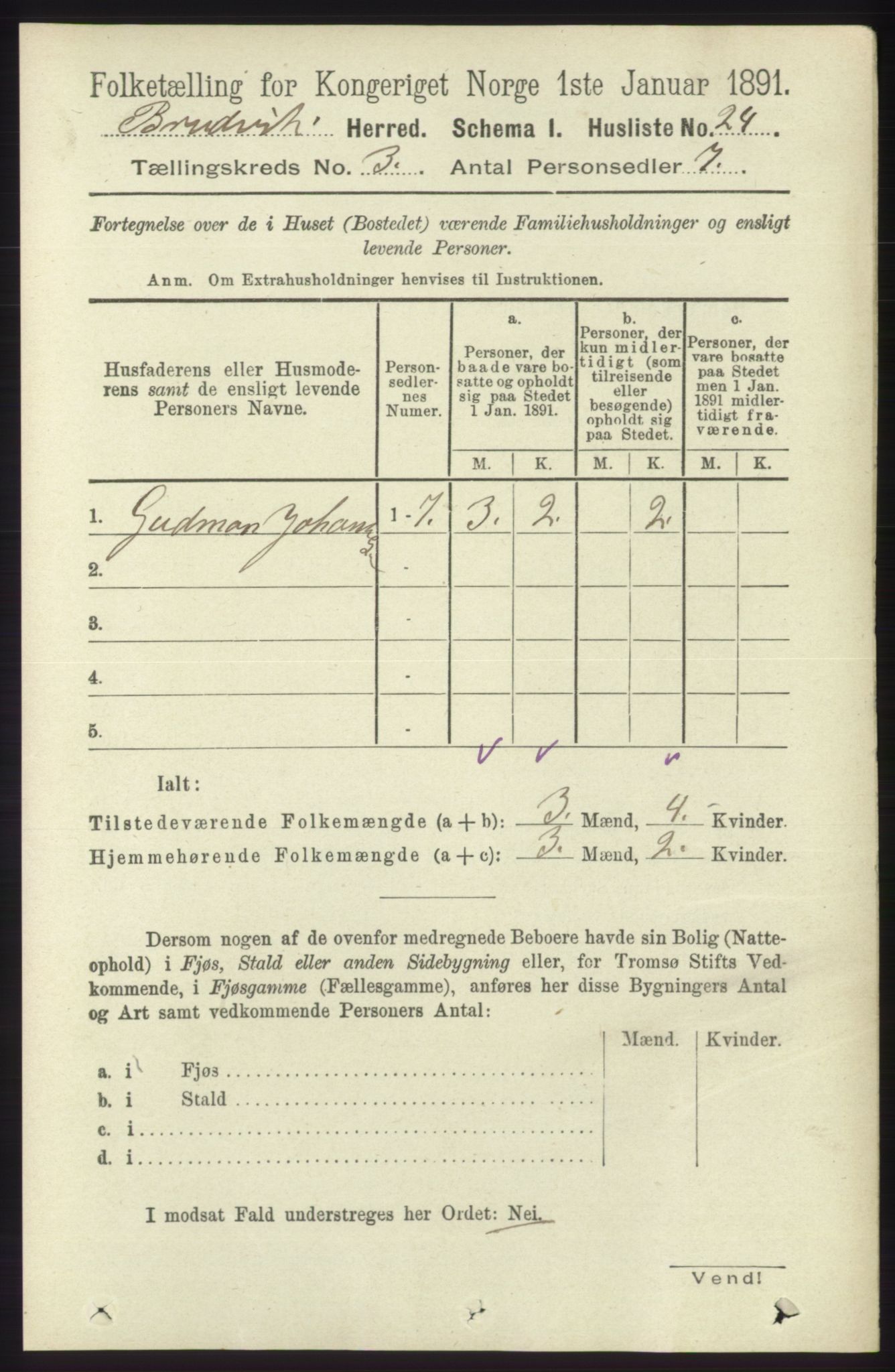 RA, Folketelling 1891 for 1251 Bruvik herred, 1891, s. 819