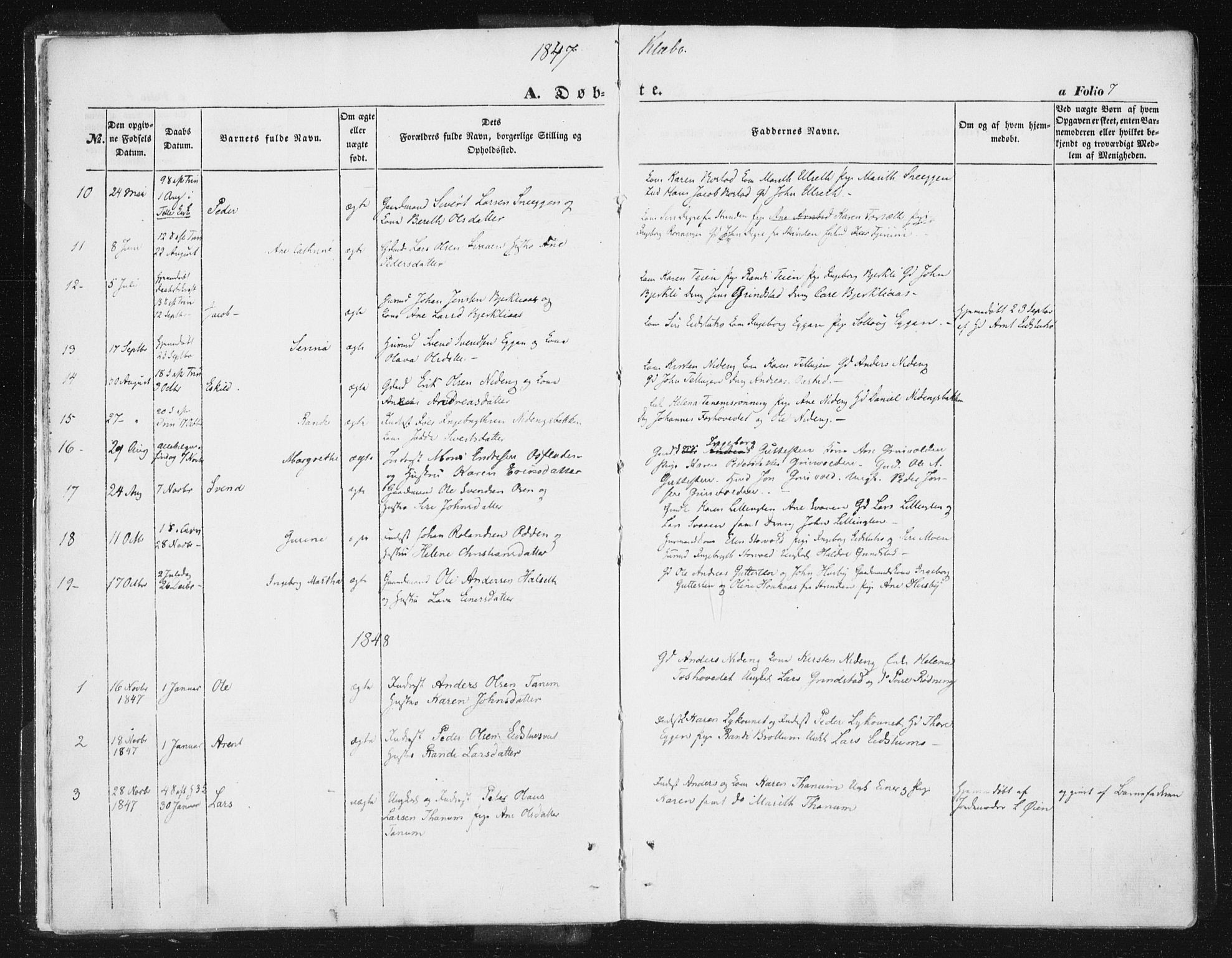 Ministerialprotokoller, klokkerbøker og fødselsregistre - Sør-Trøndelag, AV/SAT-A-1456/618/L0441: Ministerialbok nr. 618A05, 1843-1862, s. 7