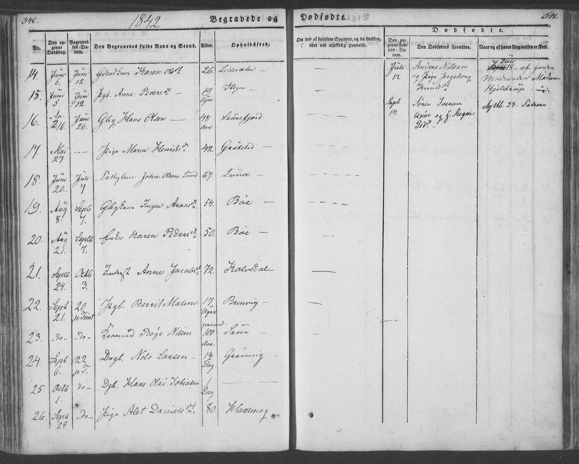 Ministerialprotokoller, klokkerbøker og fødselsregistre - Nordland, AV/SAT-A-1459/855/L0799: Ministerialbok nr. 855A07, 1834-1852, s. 540-541