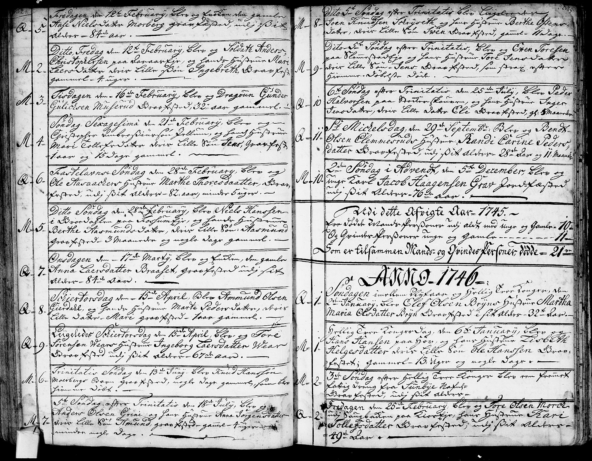 Røyken kirkebøker, SAKO/A-241/G/Ga/L0001: Klokkerbok nr. 1, 1740-1768, s. 324-325