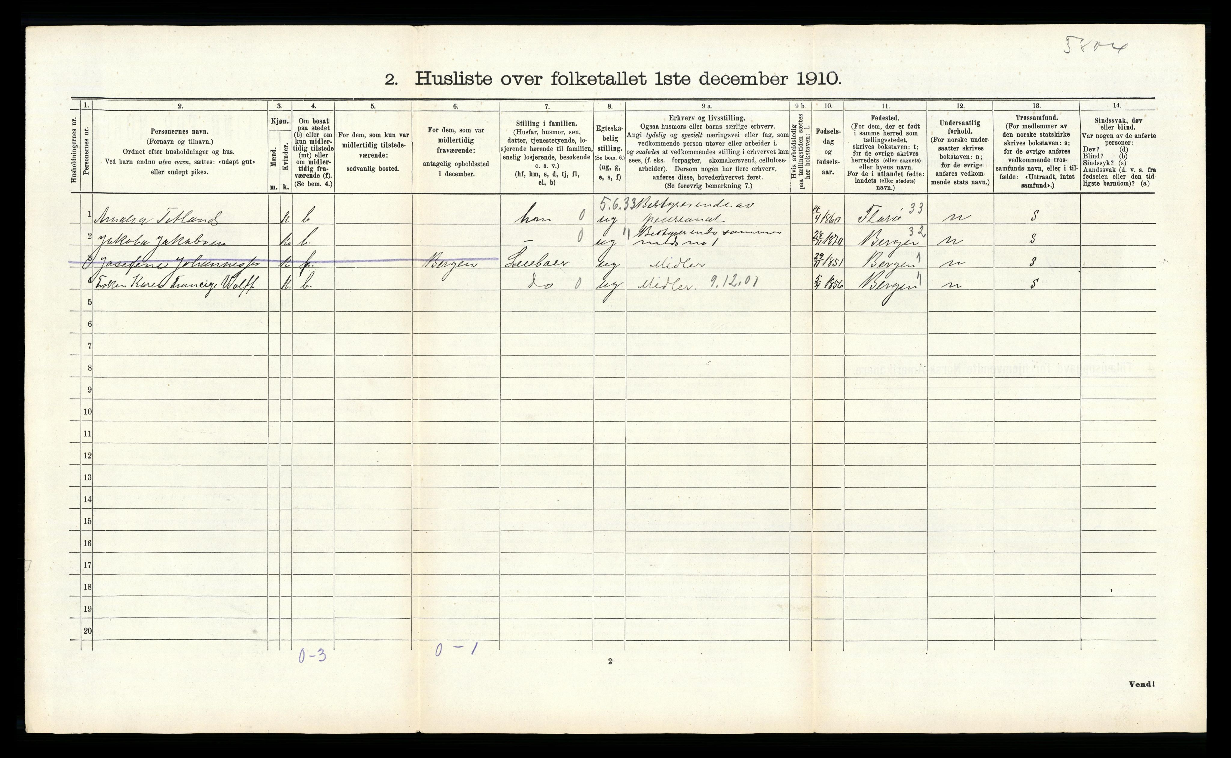 RA, Folketelling 1910 for 1250 Haus herred, 1910, s. 951