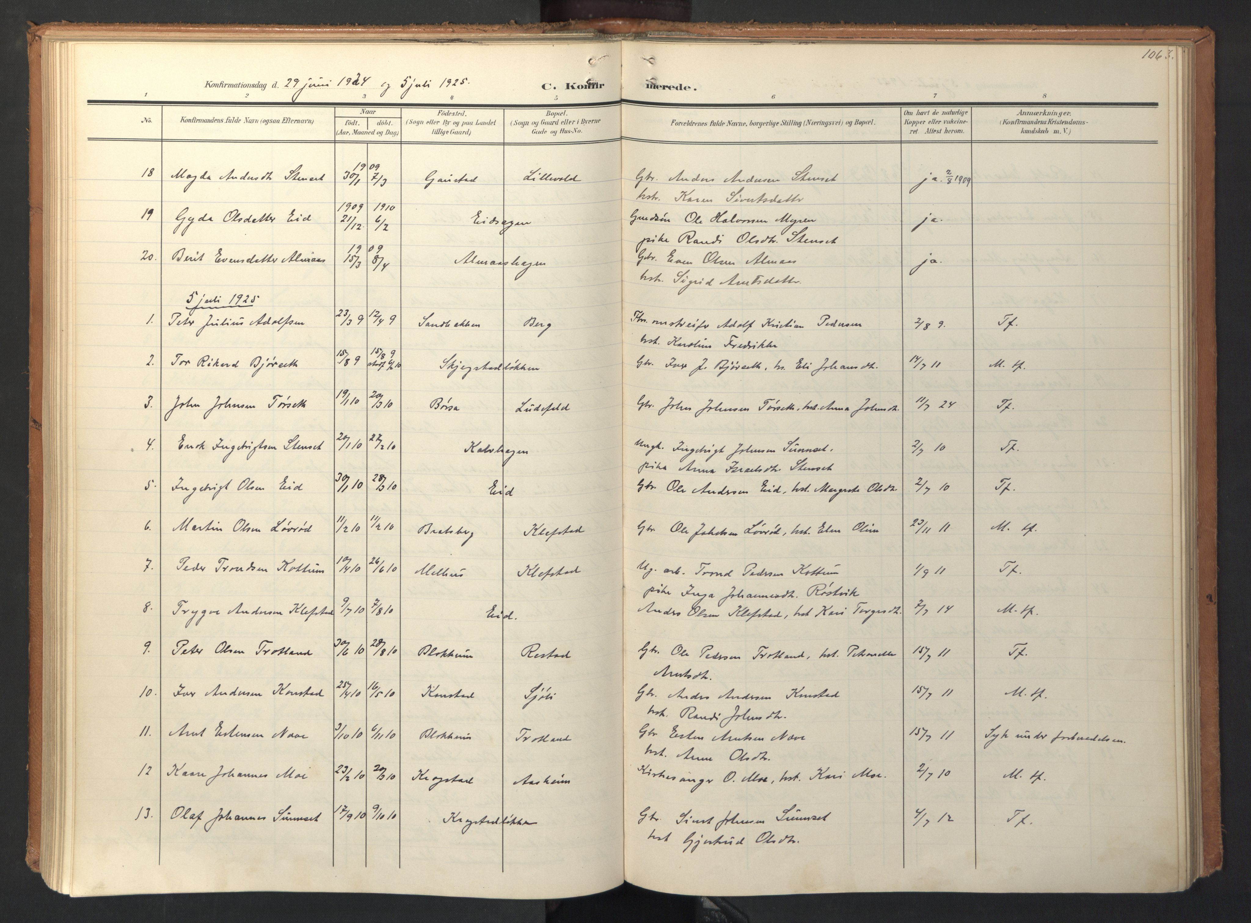 Ministerialprotokoller, klokkerbøker og fødselsregistre - Sør-Trøndelag, AV/SAT-A-1456/694/L1128: Ministerialbok nr. 694A02, 1906-1931, s. 106
