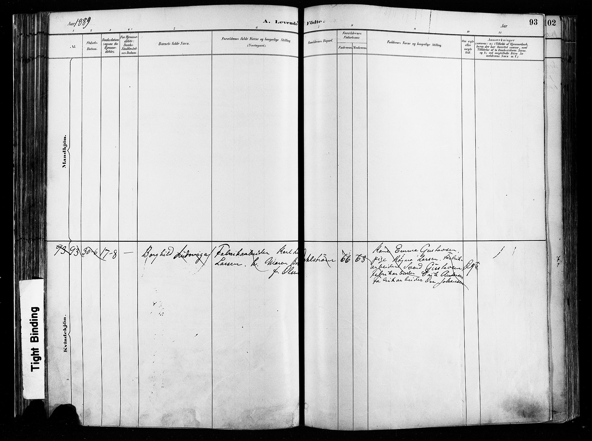 Østre Aker prestekontor Kirkebøker, AV/SAO-A-10840/F/Fa/L0008: Ministerialbok nr. I 8, 1883-1894, s. 93