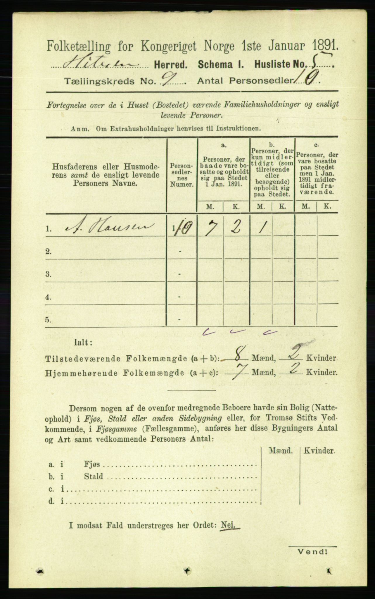 RA, Folketelling 1891 for 1617 Hitra herred, 1891, s. 1682