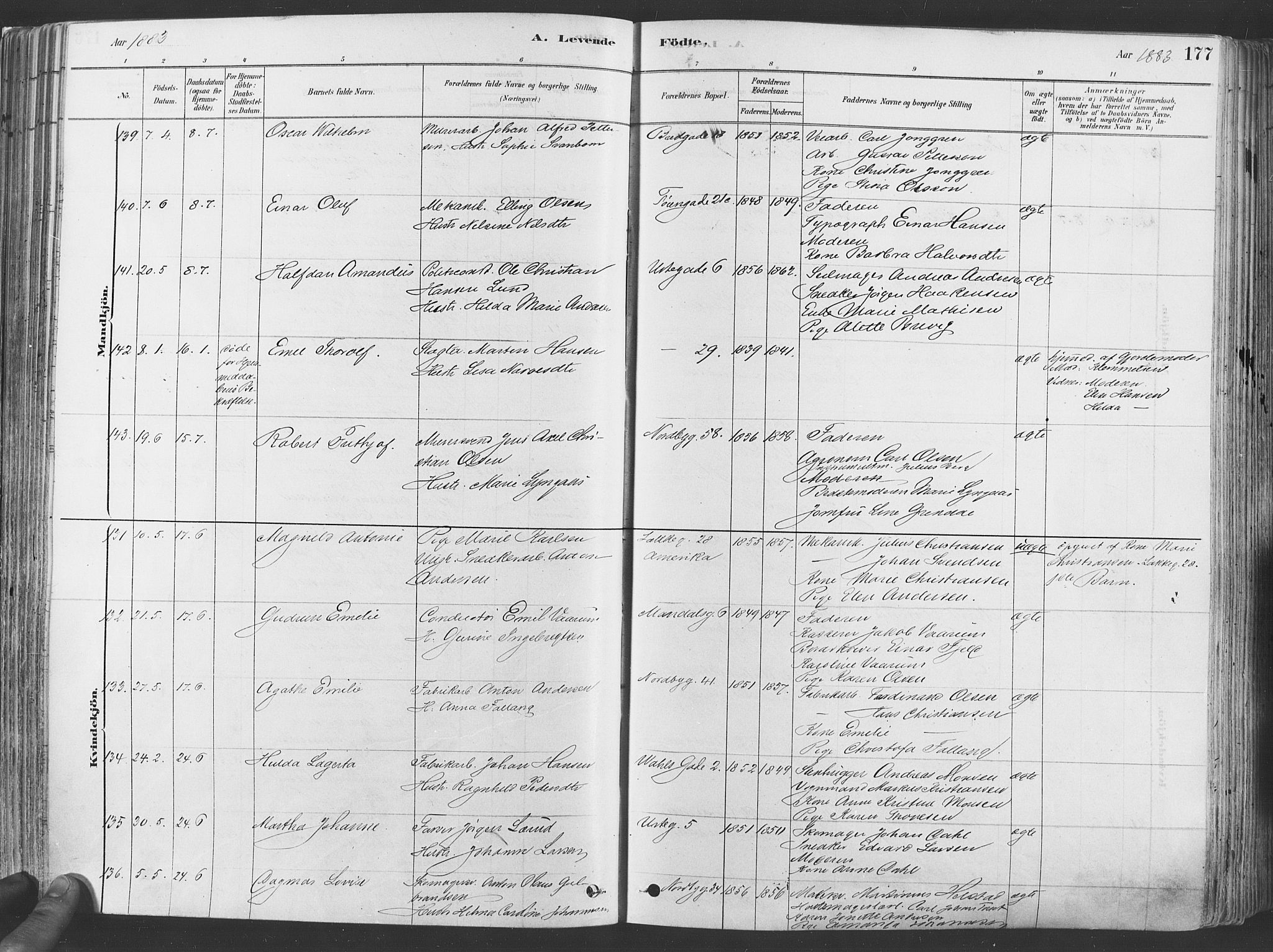 Grønland prestekontor Kirkebøker, SAO/A-10848/F/Fa/L0007: Ministerialbok nr. 7, 1878-1888, s. 177