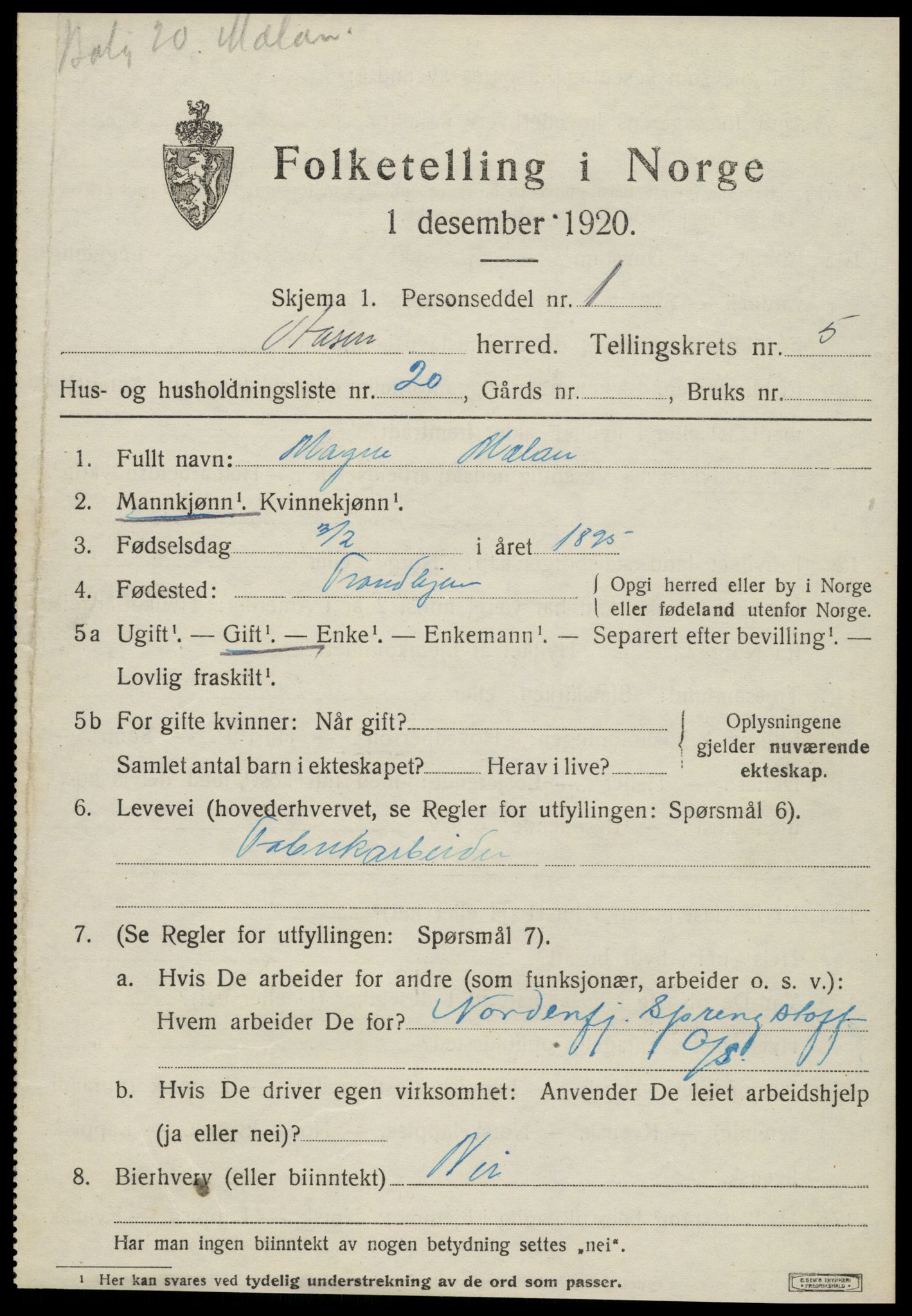 SAT, Folketelling 1920 for 1716 Åsen herred, 1920, s. 4252