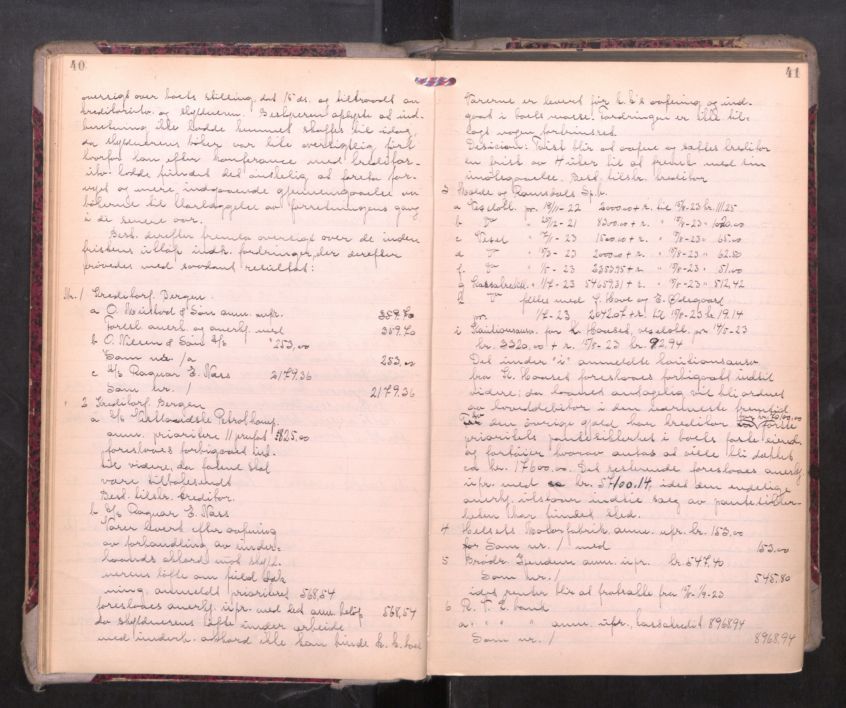 Romsdal sorenskriveri, AV/SAT-A-4149/1/3/3B/L0010: Skiftebehandlingsprotokoll, 1923-1925, s. 40-41
